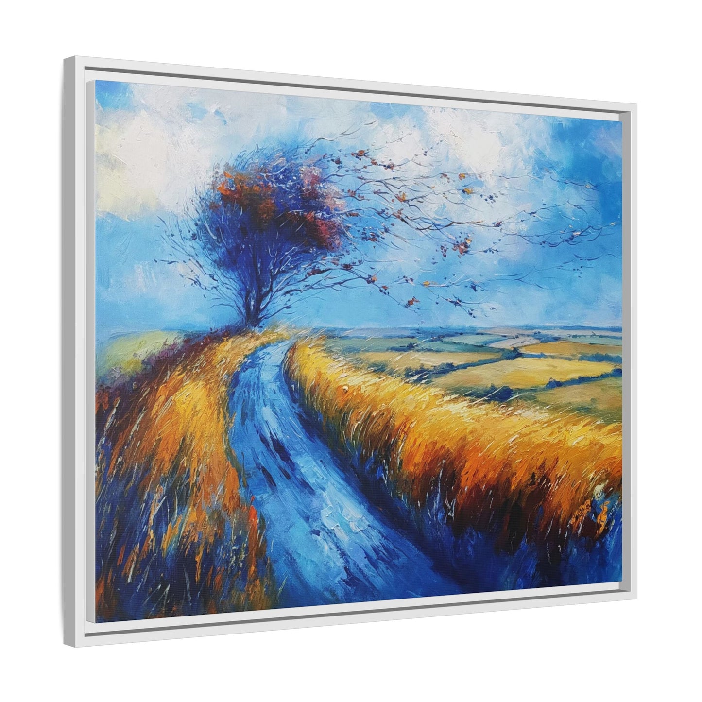 Autumn Leaves Scattering in Premium Pinewood Frame and Timeless Home Décor