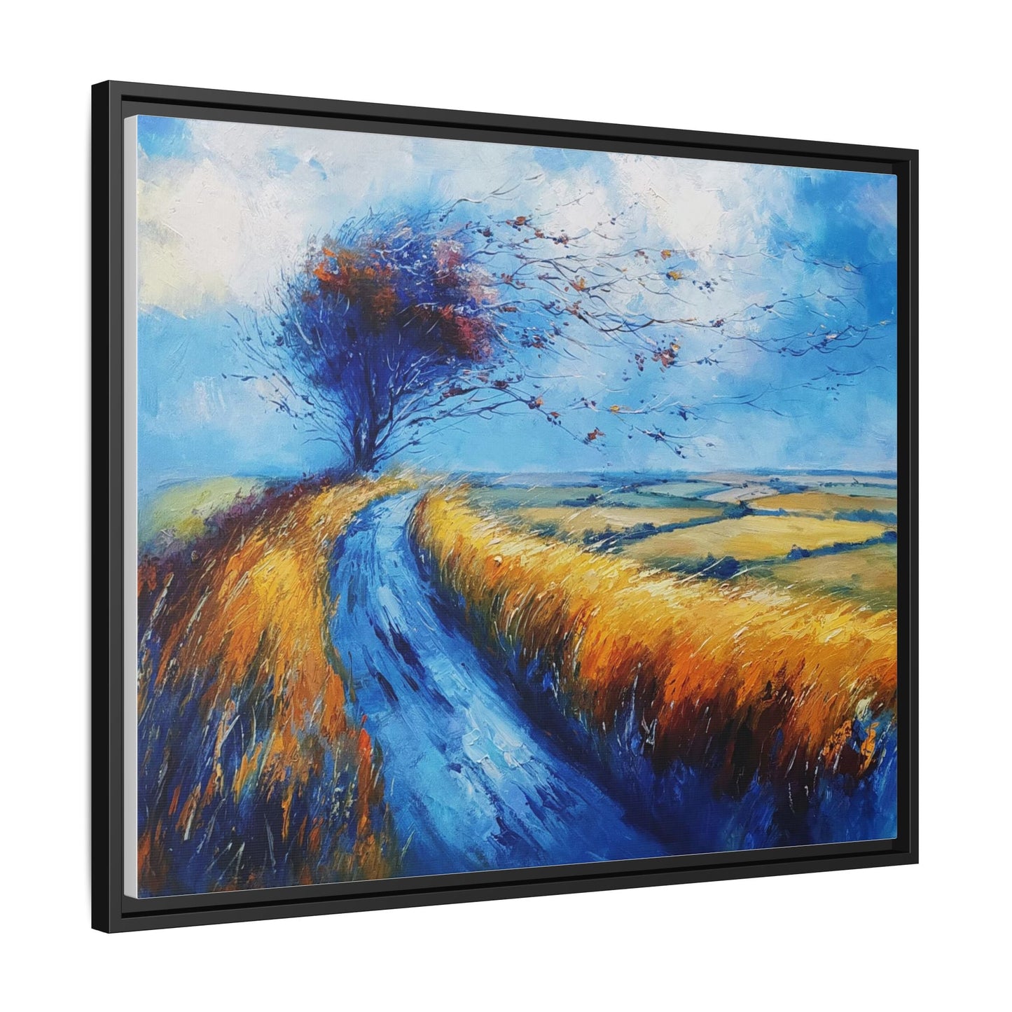 Autumn Leaves Scattering in Premium Pinewood Frame and Timeless Home Décor