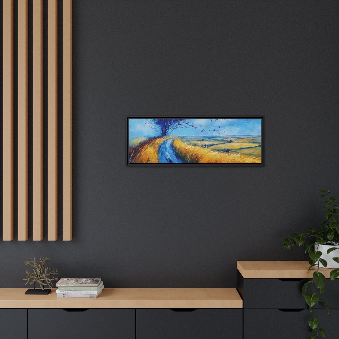 Autumn Leaves Scattering in Premium Pinewood Frame and Timeless Home Décor