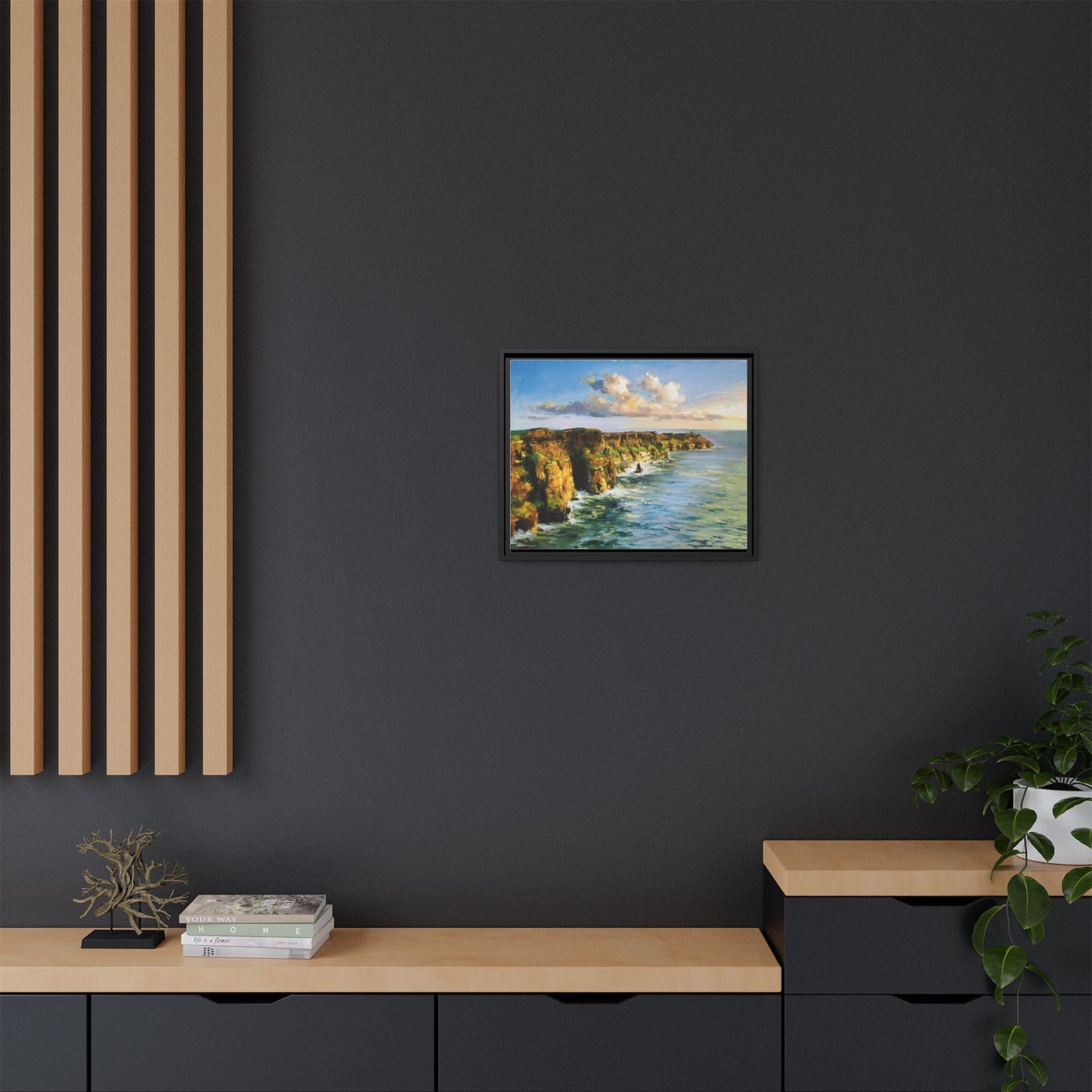 Cliffs of Moher wall art showcasing the dramatic Irish coastline, printed on high-quality canvas to bring natural beauty into your home décor.