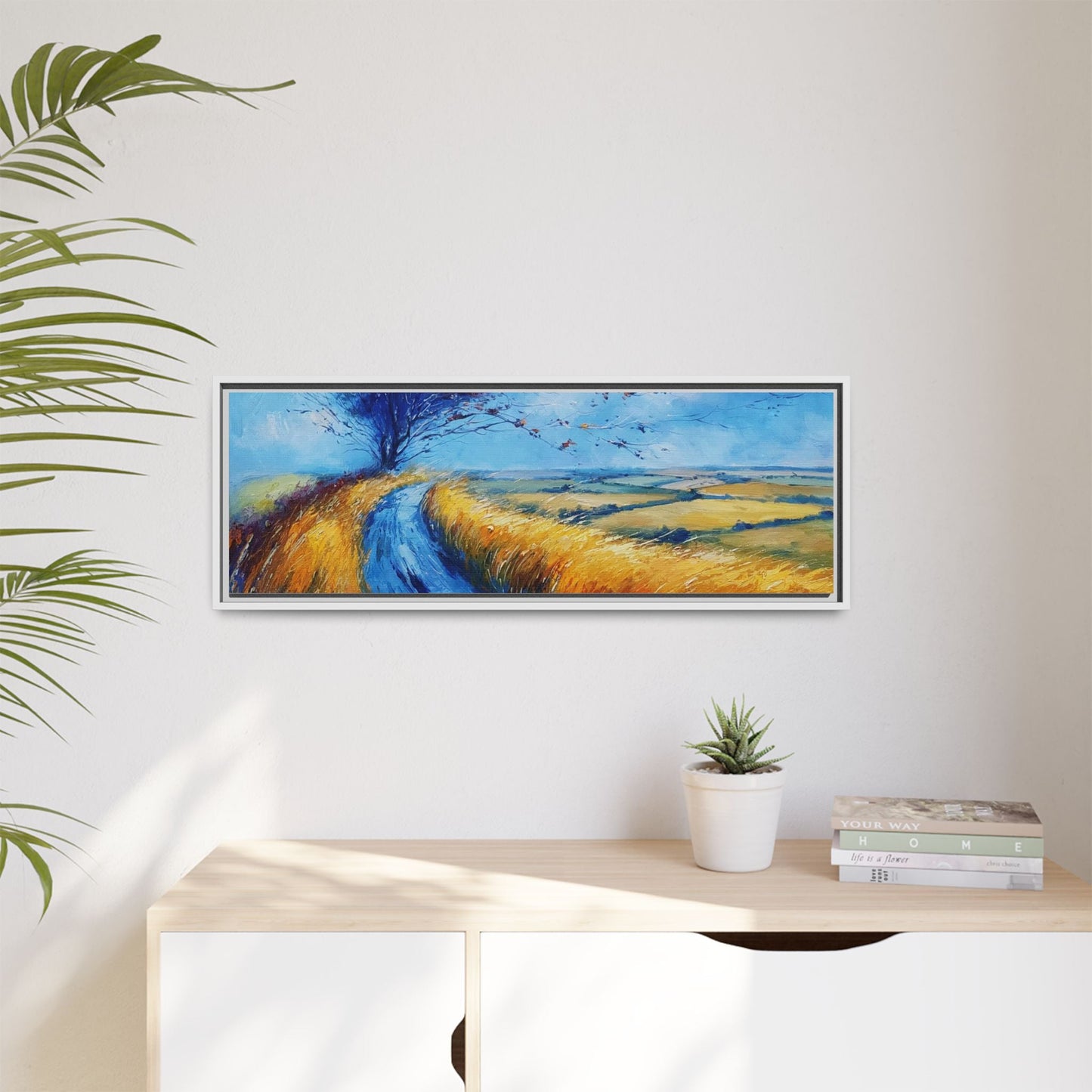 Autumn Leaves Scattering in Premium Pinewood Frame and Timeless Home Décor