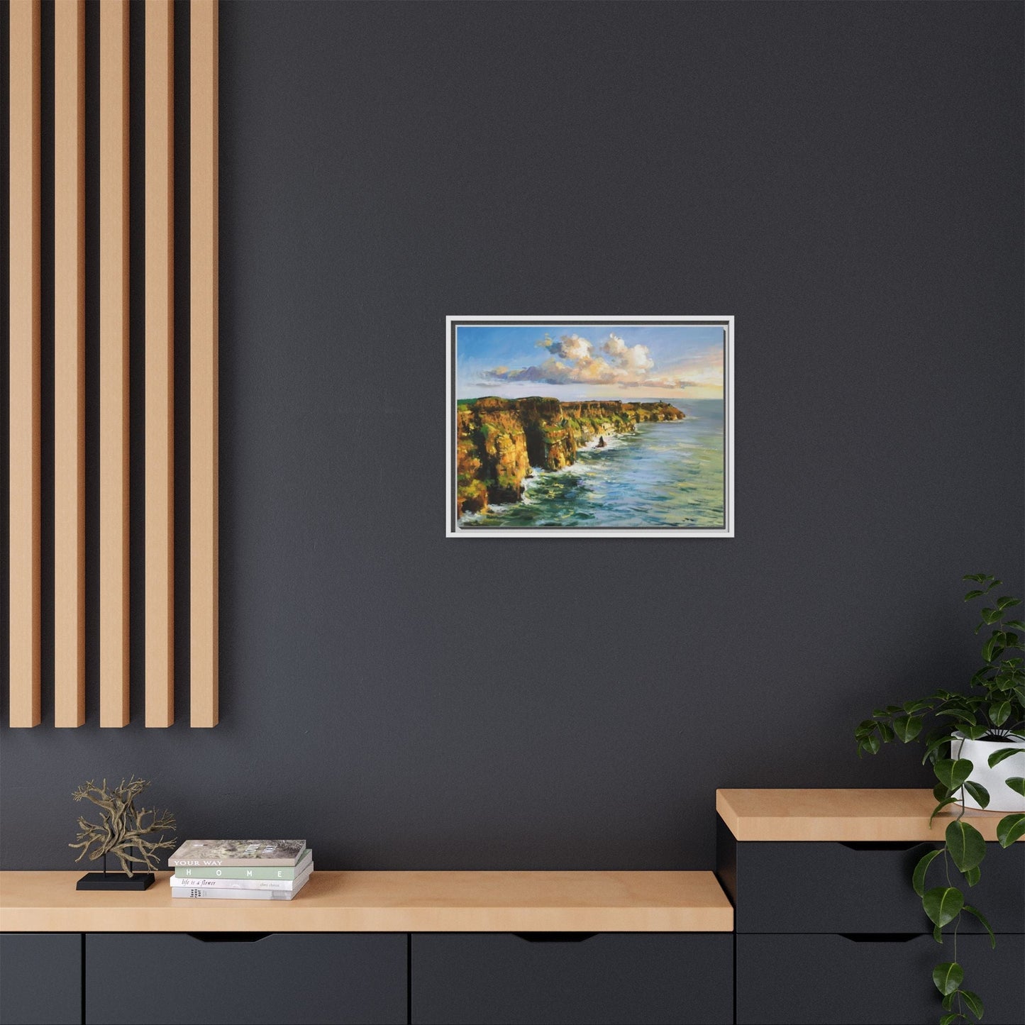 Cliffs of Moher wall art showcasing the dramatic Irish coastline, printed on high-quality canvas to bring natural beauty into your home décor.