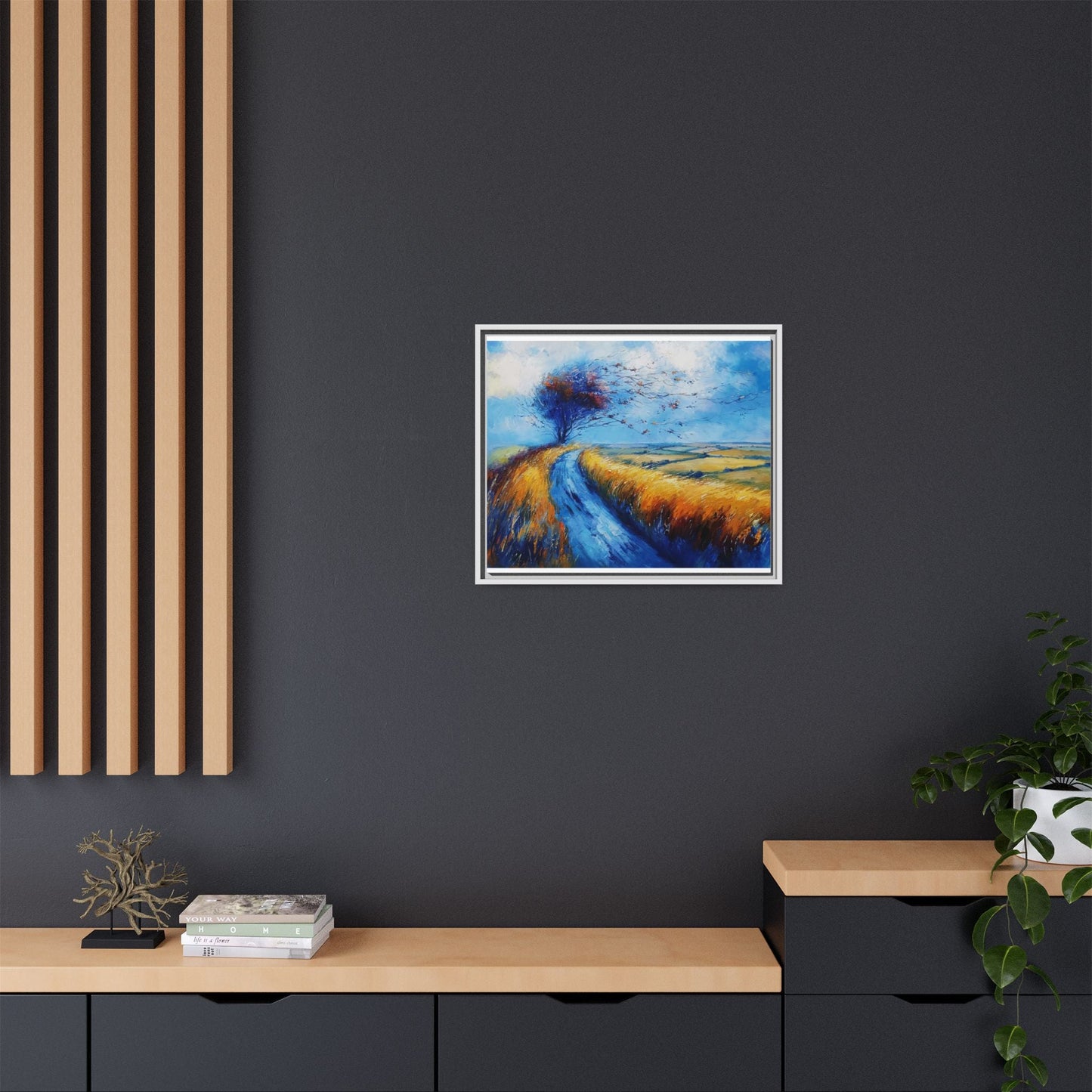 Autumn Leaves Scattering in Premium Pinewood Frame and Timeless Home Décor