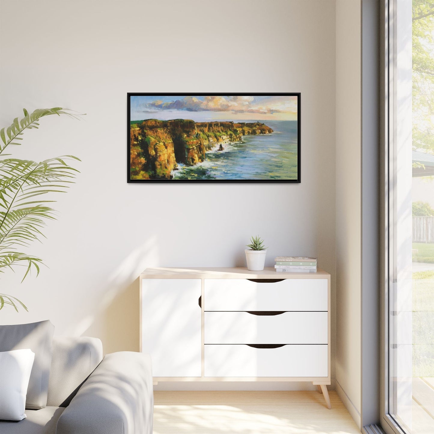 Cliffs of Moher wall art showcasing the dramatic Irish coastline, printed on high-quality canvas to bring natural beauty into your home décor.