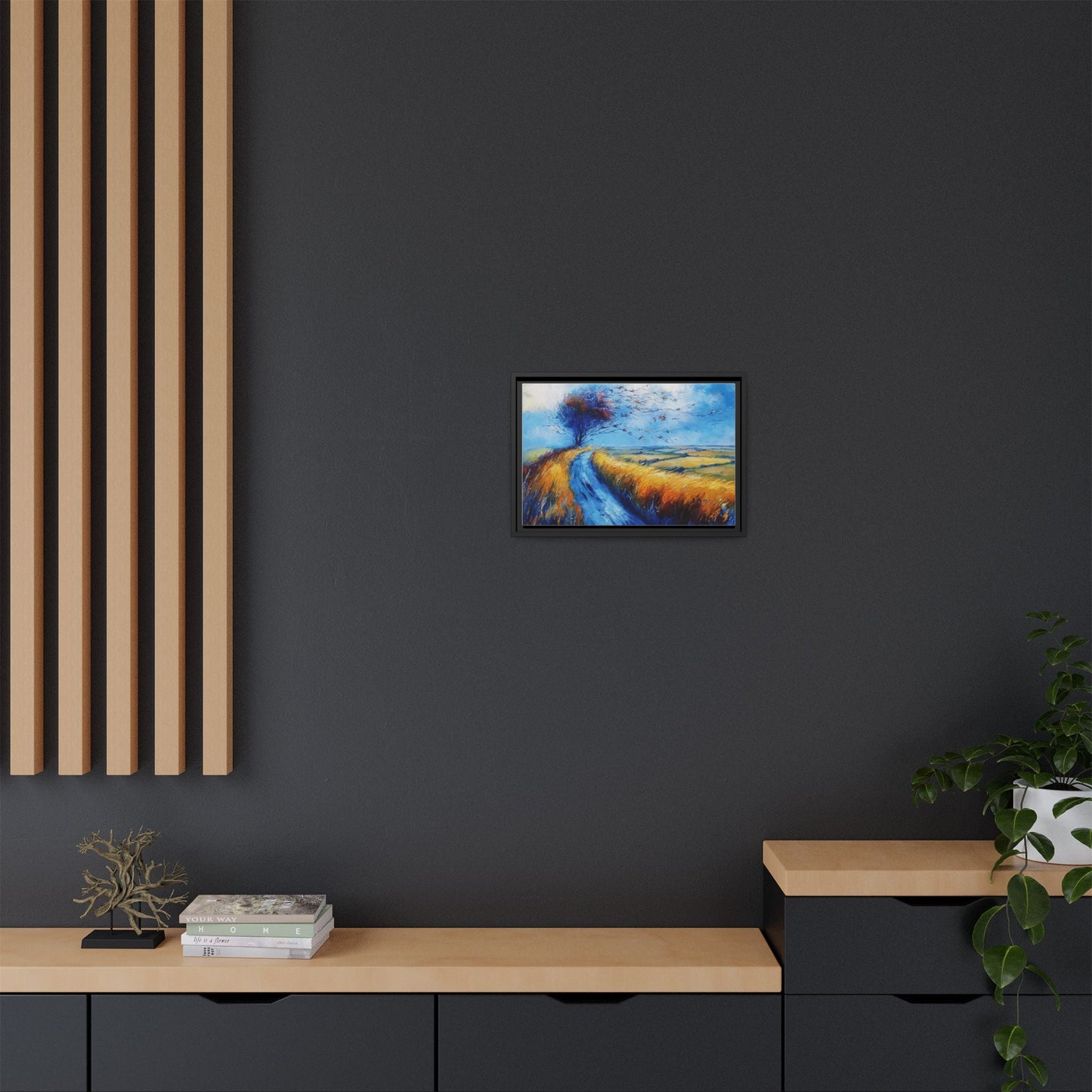 Autumn Leaves Scattering in Premium Pinewood Frame and Timeless Home Décor