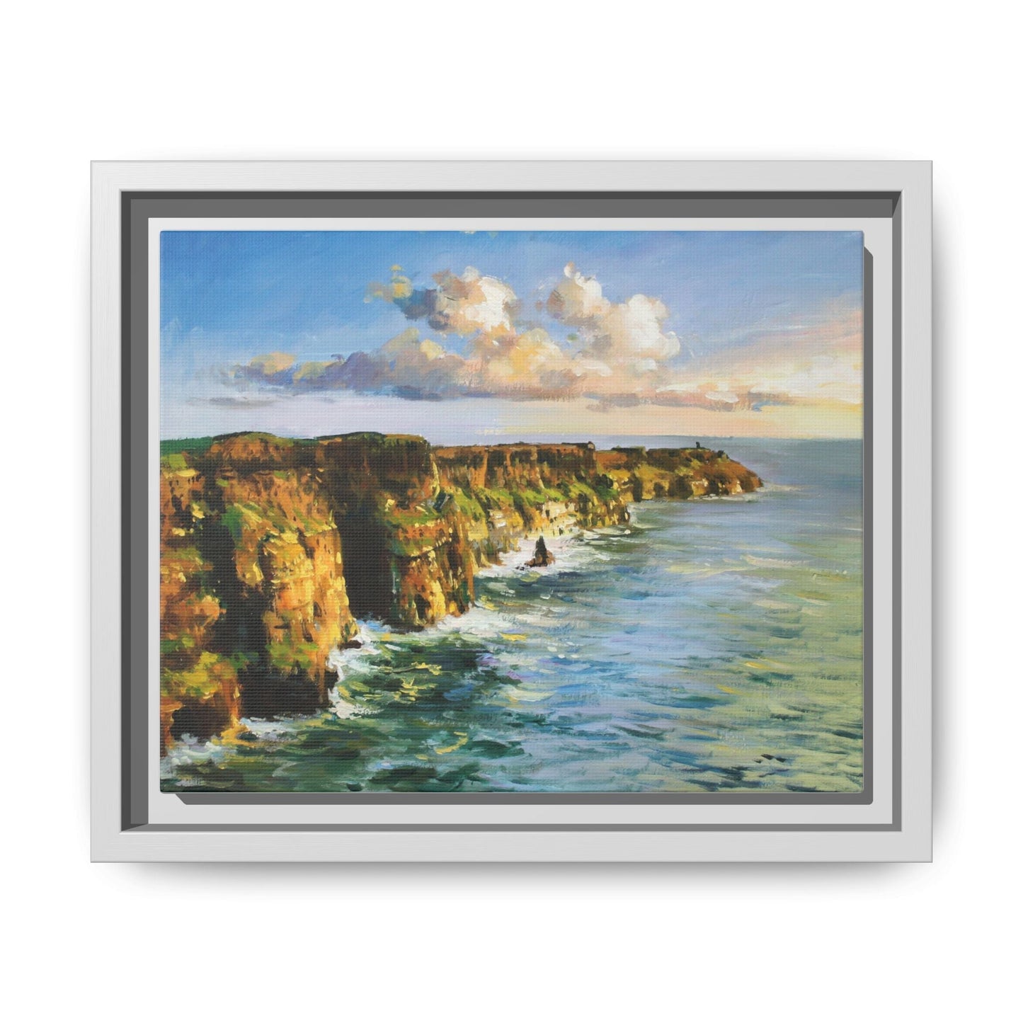 Cliffs of Moher wall art showcasing the dramatic Irish coastline, printed on high-quality canvas to bring natural beauty into your home décor.