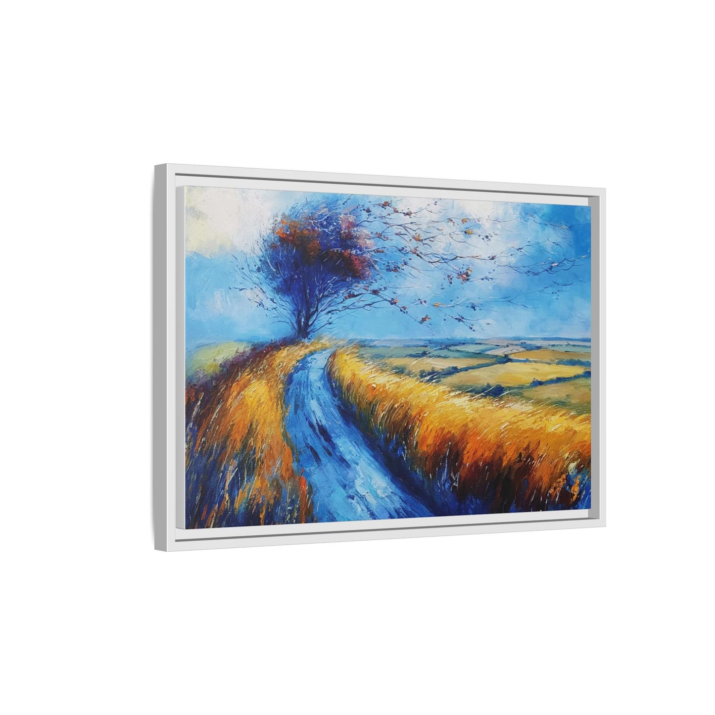Autumn Leaves Scattering in Premium Pinewood Frame and Timeless Home Décor