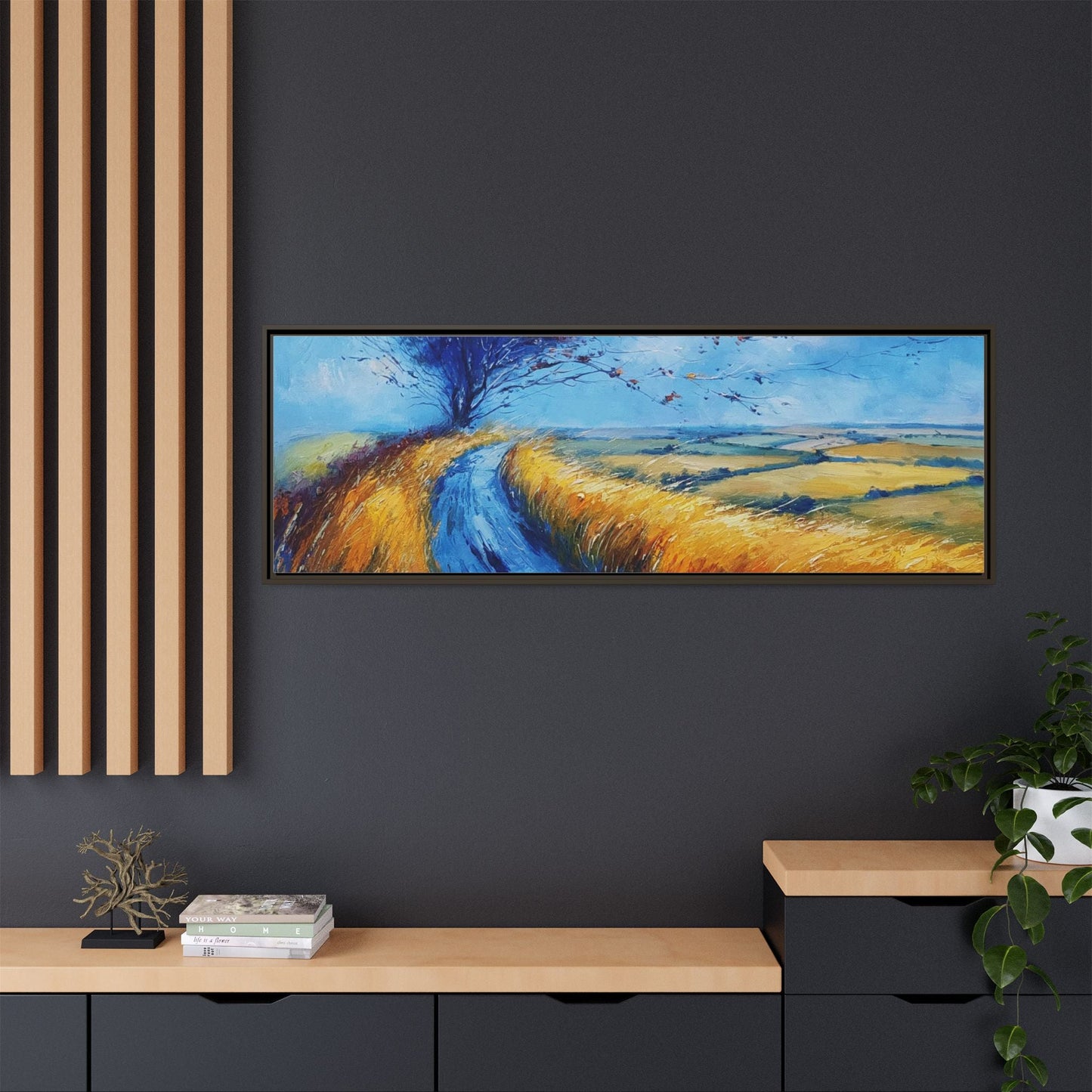Autumn Leaves Scattering in Premium Pinewood Frame and Timeless Home Décor