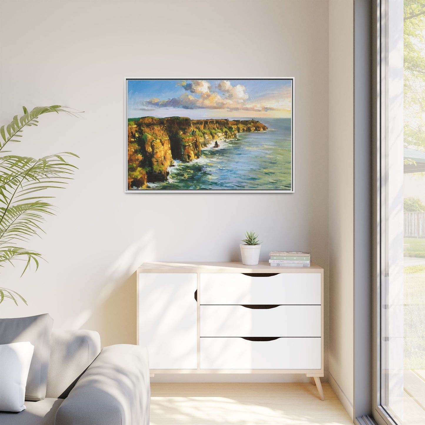 Cliffs of Moher wall art showcasing the dramatic Irish coastline, printed on high-quality canvas to bring natural beauty into your home décor.