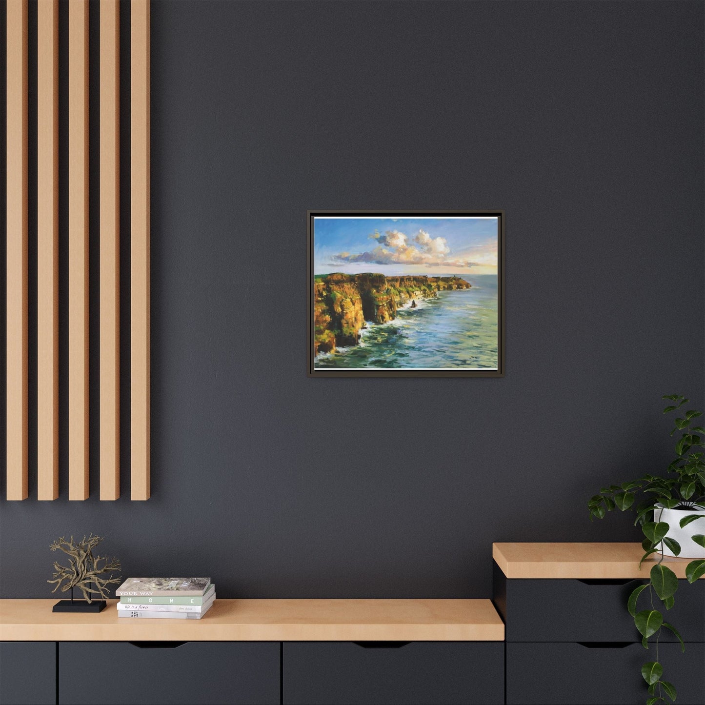 Cliffs of Moher wall art showcasing the dramatic Irish coastline, printed on high-quality canvas to bring natural beauty into your home décor.
