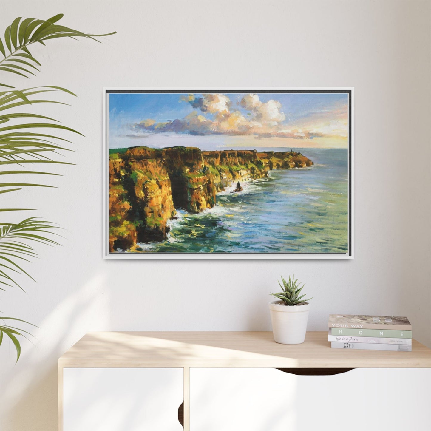 Cliffs of Moher wall art showcasing the dramatic Irish coastline, printed on high-quality canvas to bring natural beauty into your home décor.