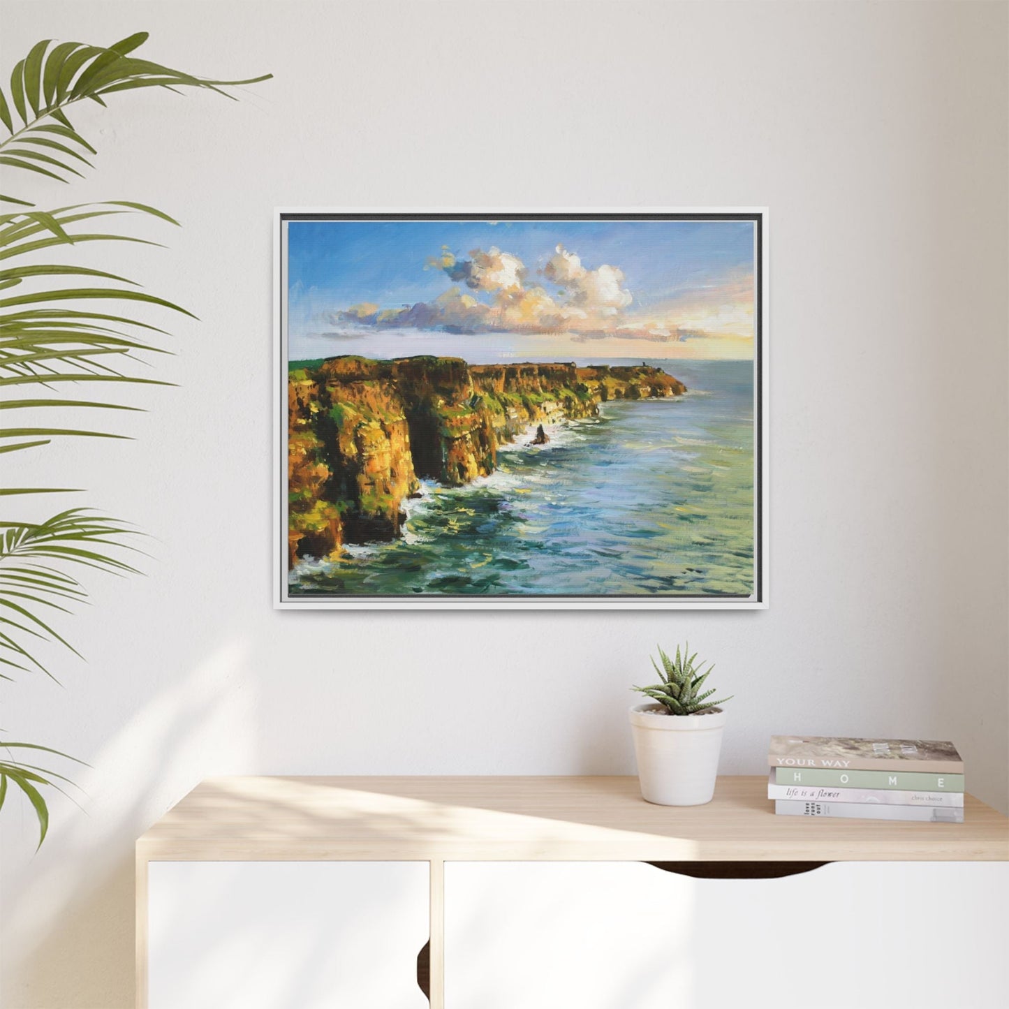 Cliffs of Moher wall art showcasing the dramatic Irish coastline, printed on high-quality canvas to bring natural beauty into your home décor.