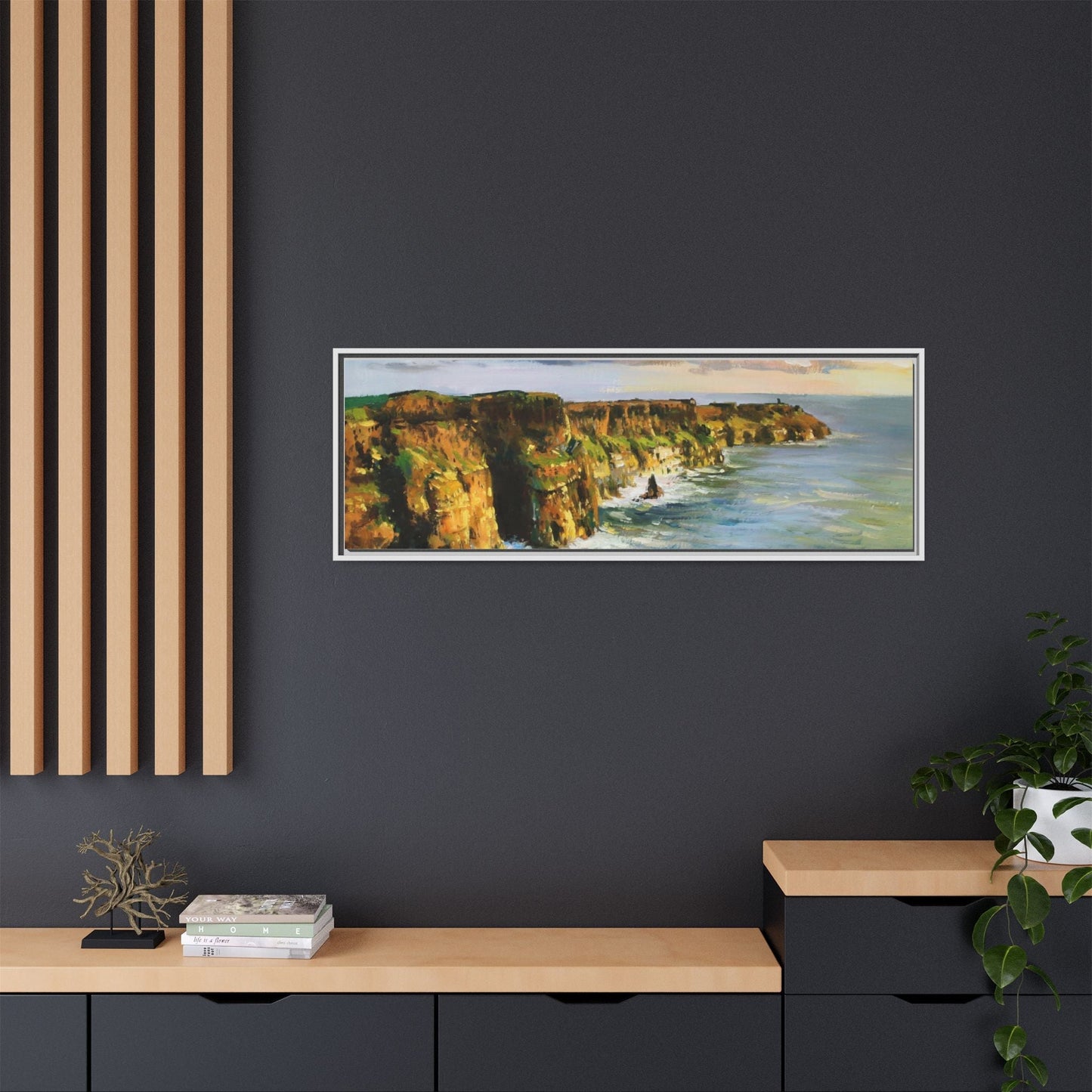 Cliffs of Moher wall art showcasing the dramatic Irish coastline, printed on high-quality canvas to bring natural beauty into your home décor.