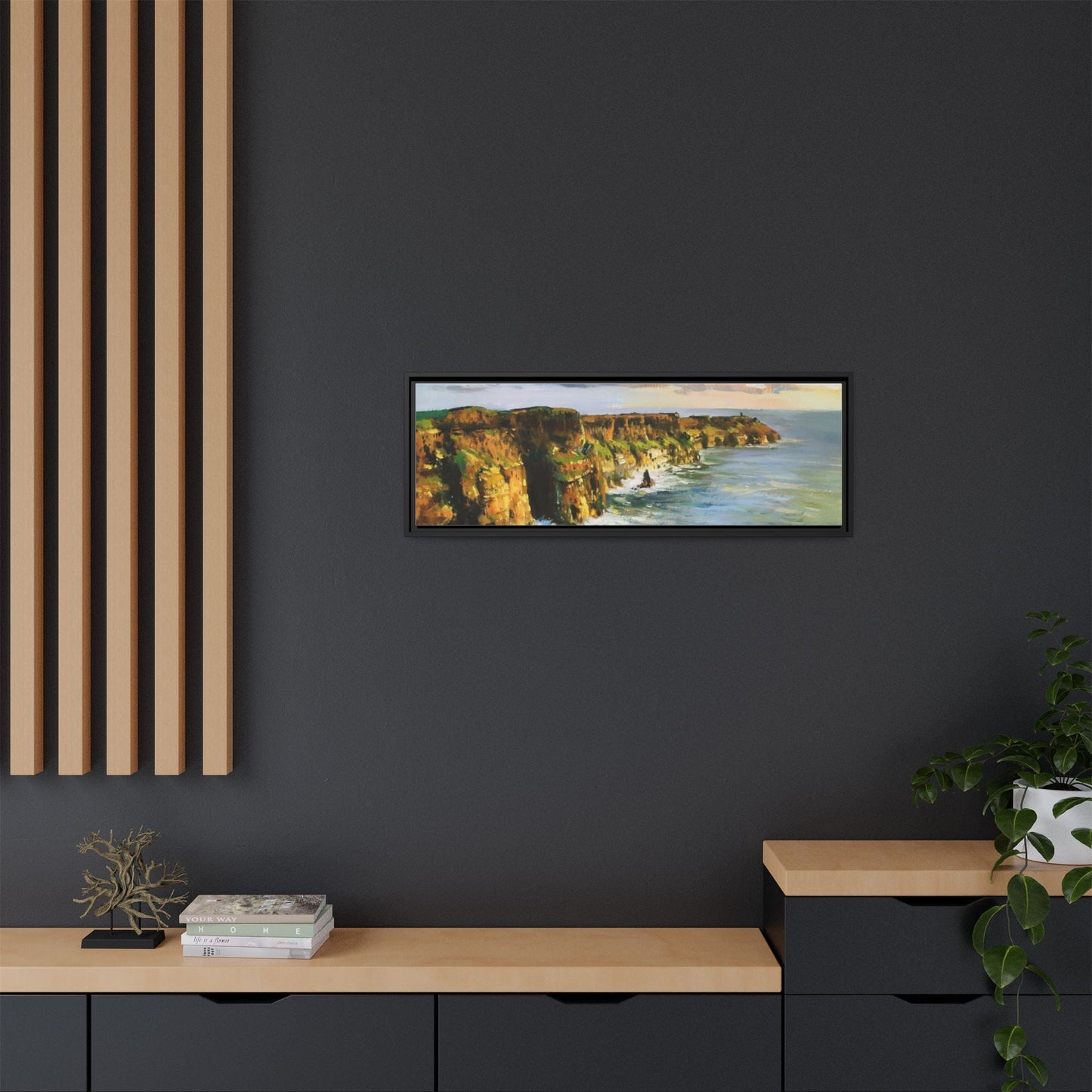 Cliffs of Moher wall art showcasing the dramatic Irish coastline, printed on high-quality canvas to bring natural beauty into your home décor.