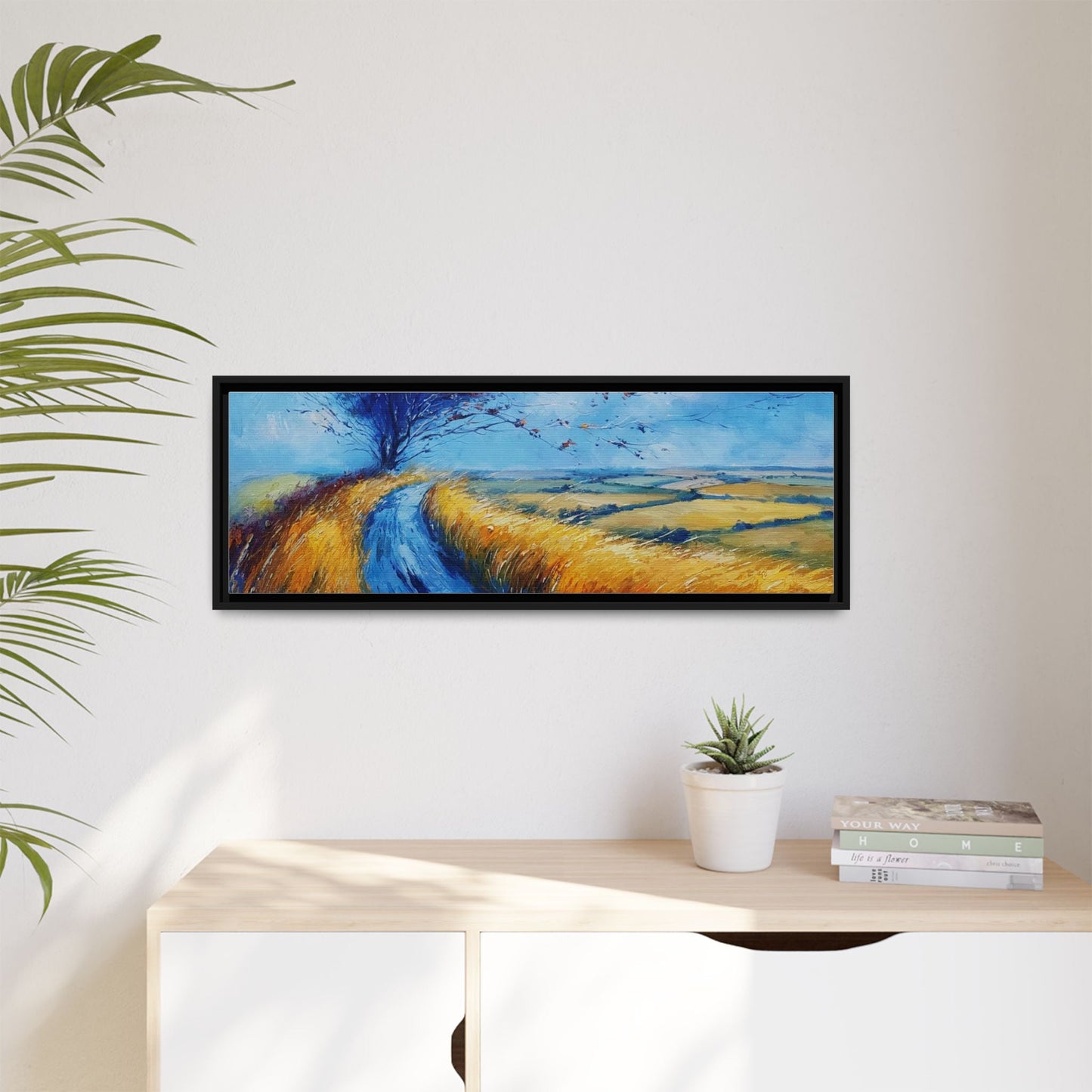 Autumn Leaves Scattering in Premium Pinewood Frame and Timeless Home Décor