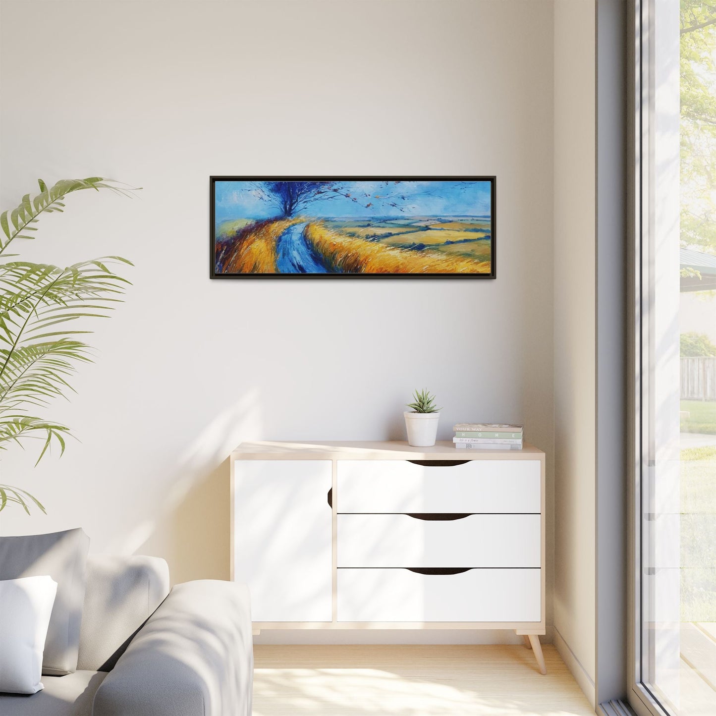 Autumn Leaves Scattering in Premium Pinewood Frame and Timeless Home Décor
