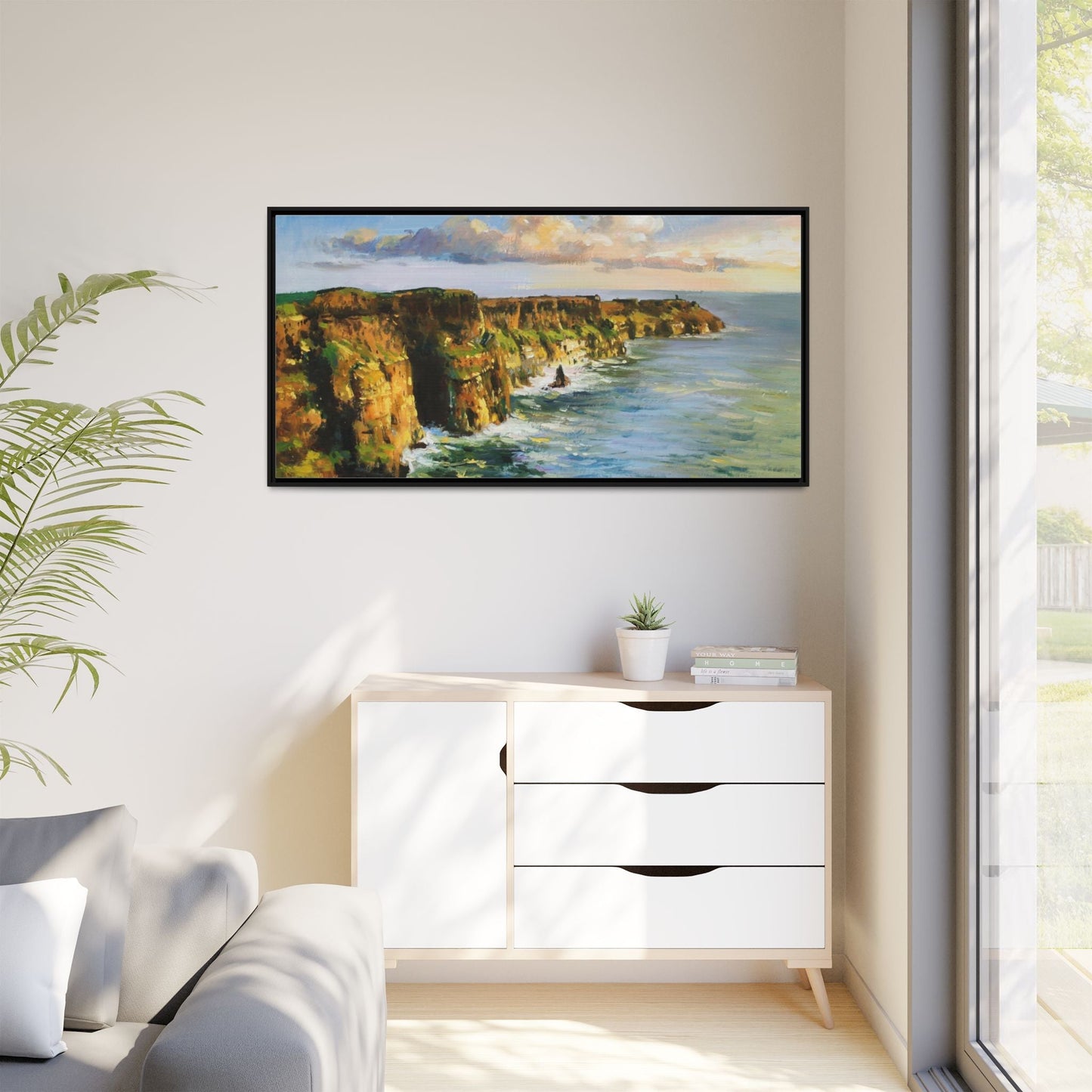 Cliffs of Moher wall art showcasing the dramatic Irish coastline, printed on high-quality canvas to bring natural beauty into your home décor.