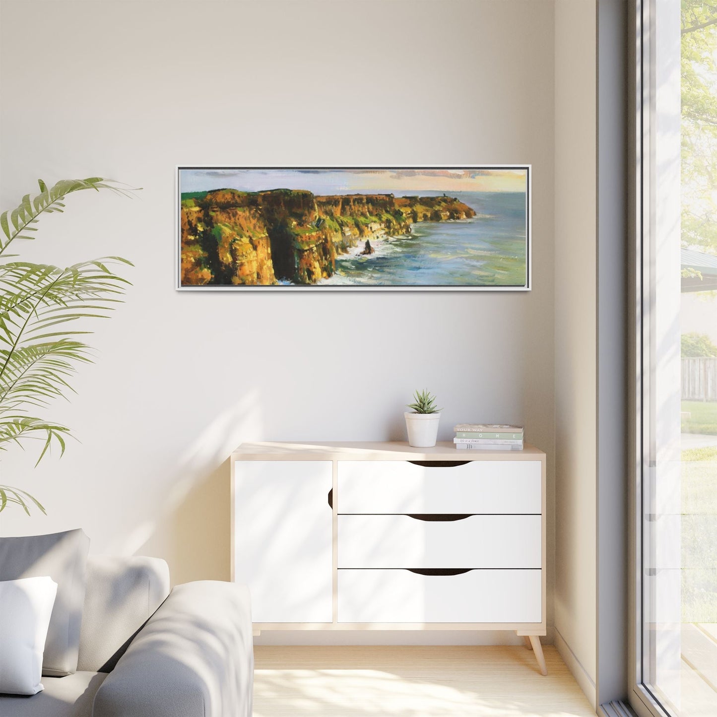 Cliffs of Moher wall art showcasing the dramatic Irish coastline, printed on high-quality canvas to bring natural beauty into your home décor.