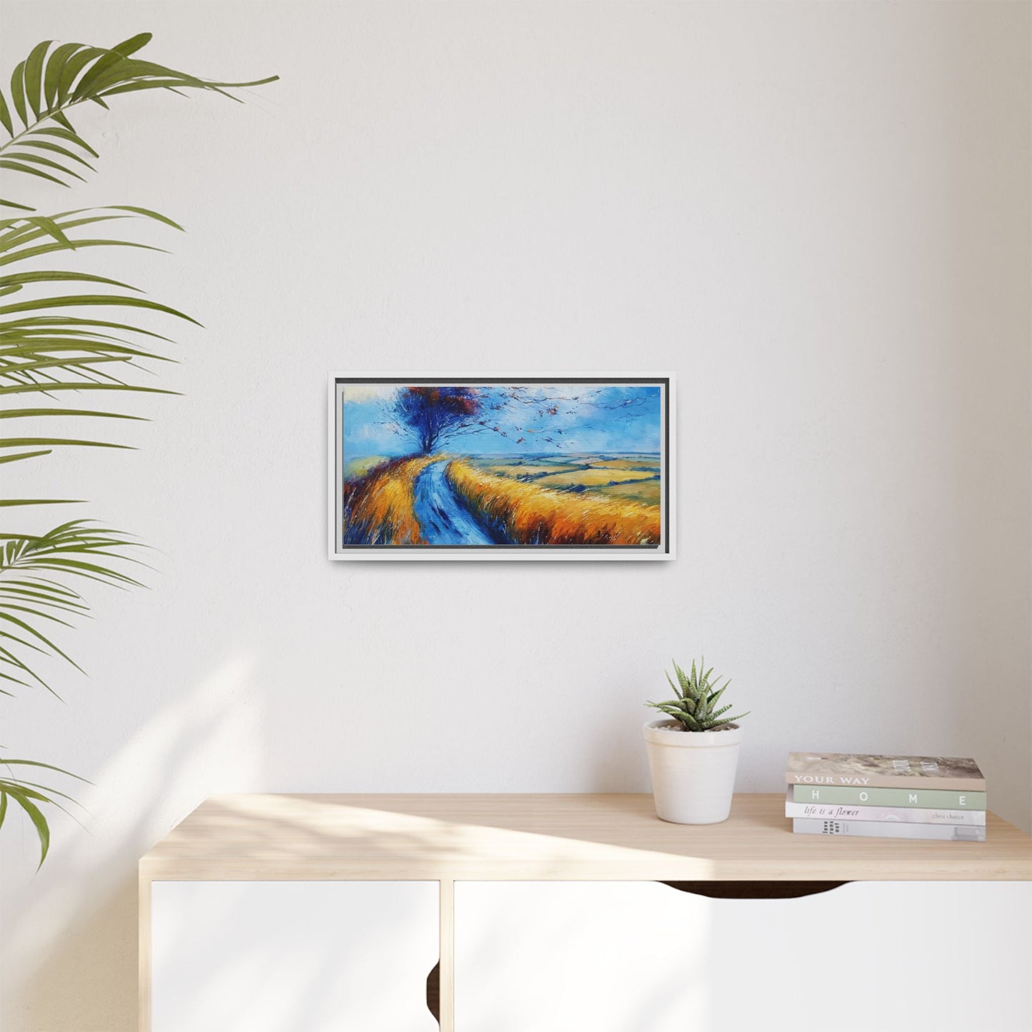 Autumn Leaves Scattering in Premium Pinewood Frame and Timeless Home Décor