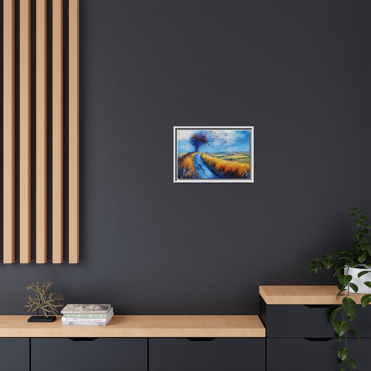 Autumn Leaves Scattering in Premium Pinewood Frame and Timeless Home Décor