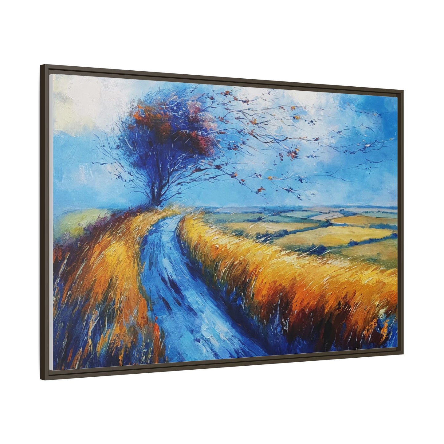 Autumn Leaves Scattering in Premium Pinewood Frame and Timeless Home Décor