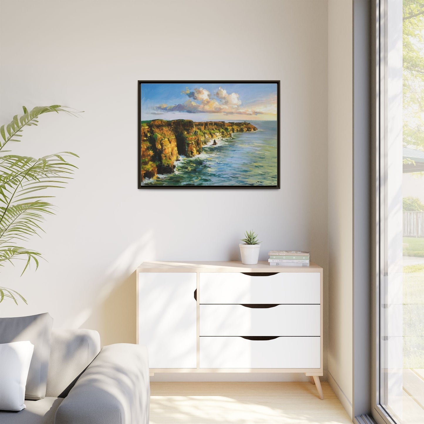 Cliffs of Moher wall art showcasing the dramatic Irish coastline, printed on high-quality canvas to bring natural beauty into your home décor.