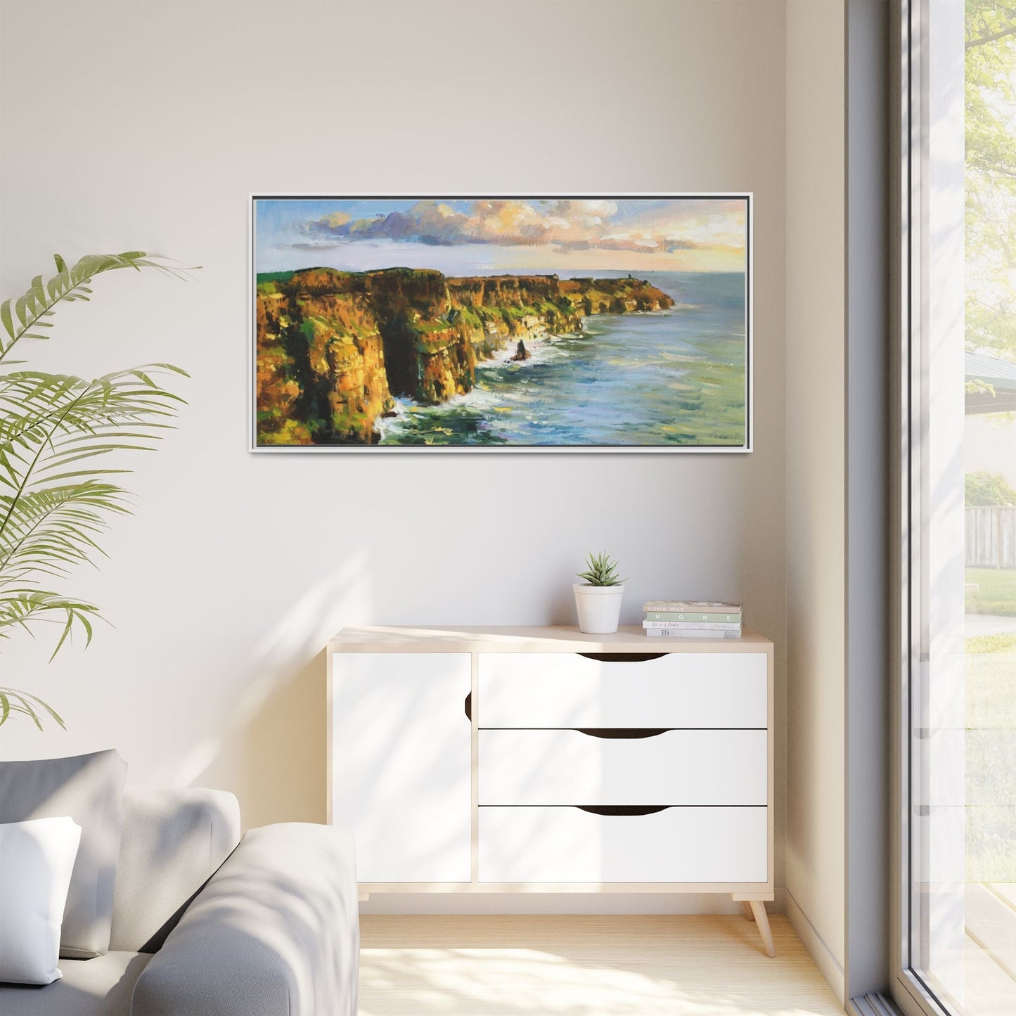 Cliffs of Moher wall art showcasing the dramatic Irish coastline, printed on high-quality canvas to bring natural beauty into your home décor.