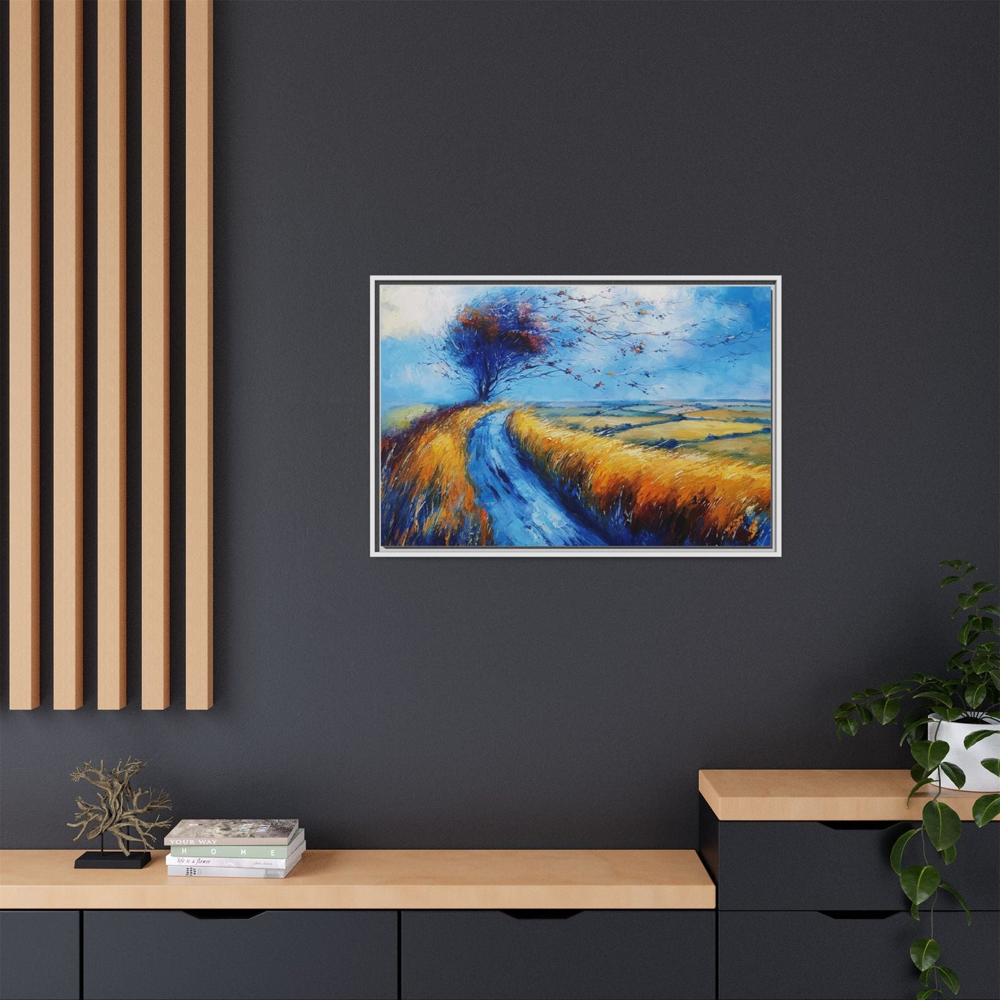 Autumn Leaves Scattering in Premium Pinewood Frame and Timeless Home Décor