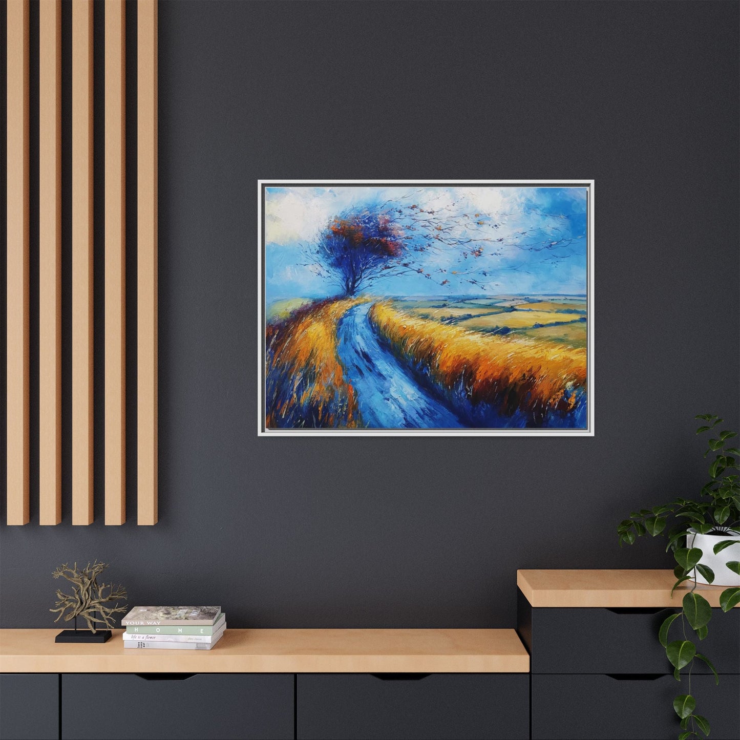 Autumn Leaves Scattering in Premium Pinewood Frame and Timeless Home Décor