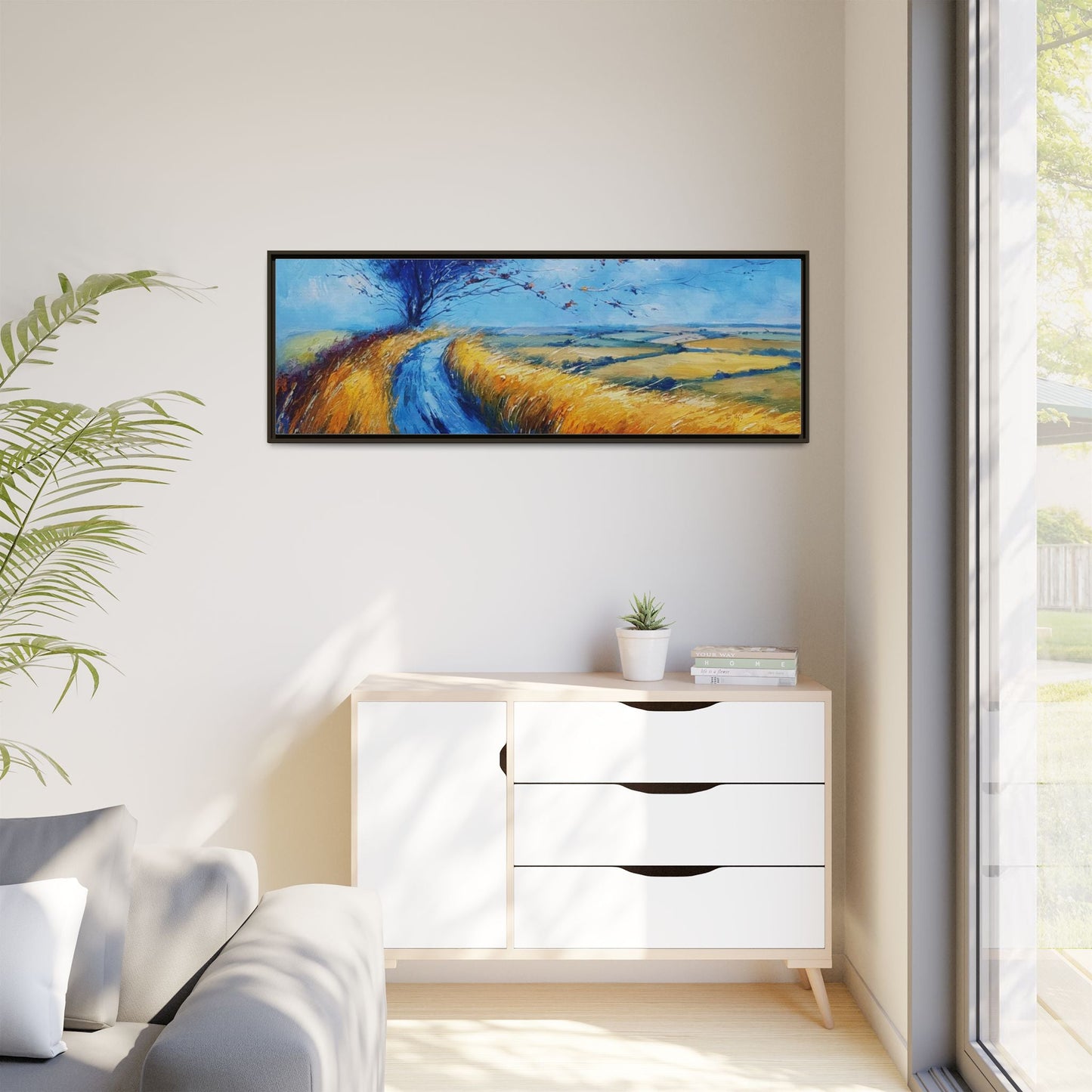 Autumn Leaves Scattering in Premium Pinewood Frame and Timeless Home Décor