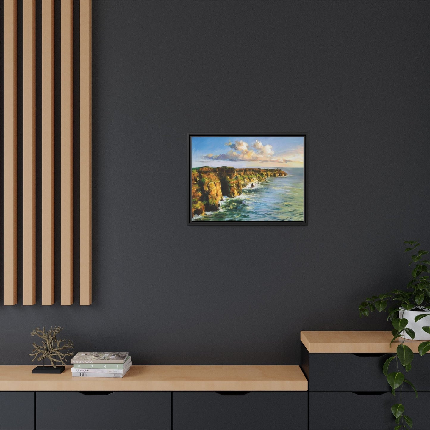Cliffs of Moher wall art showcasing the dramatic Irish coastline, printed on high-quality canvas to bring natural beauty into your home décor.