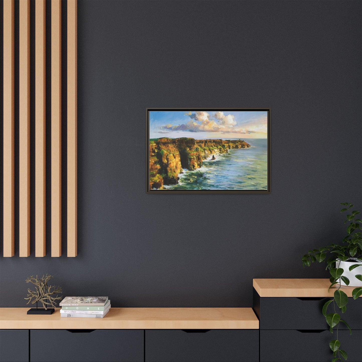 Cliffs of Moher wall art showcasing the dramatic Irish coastline, printed on high-quality canvas to bring natural beauty into your home décor.