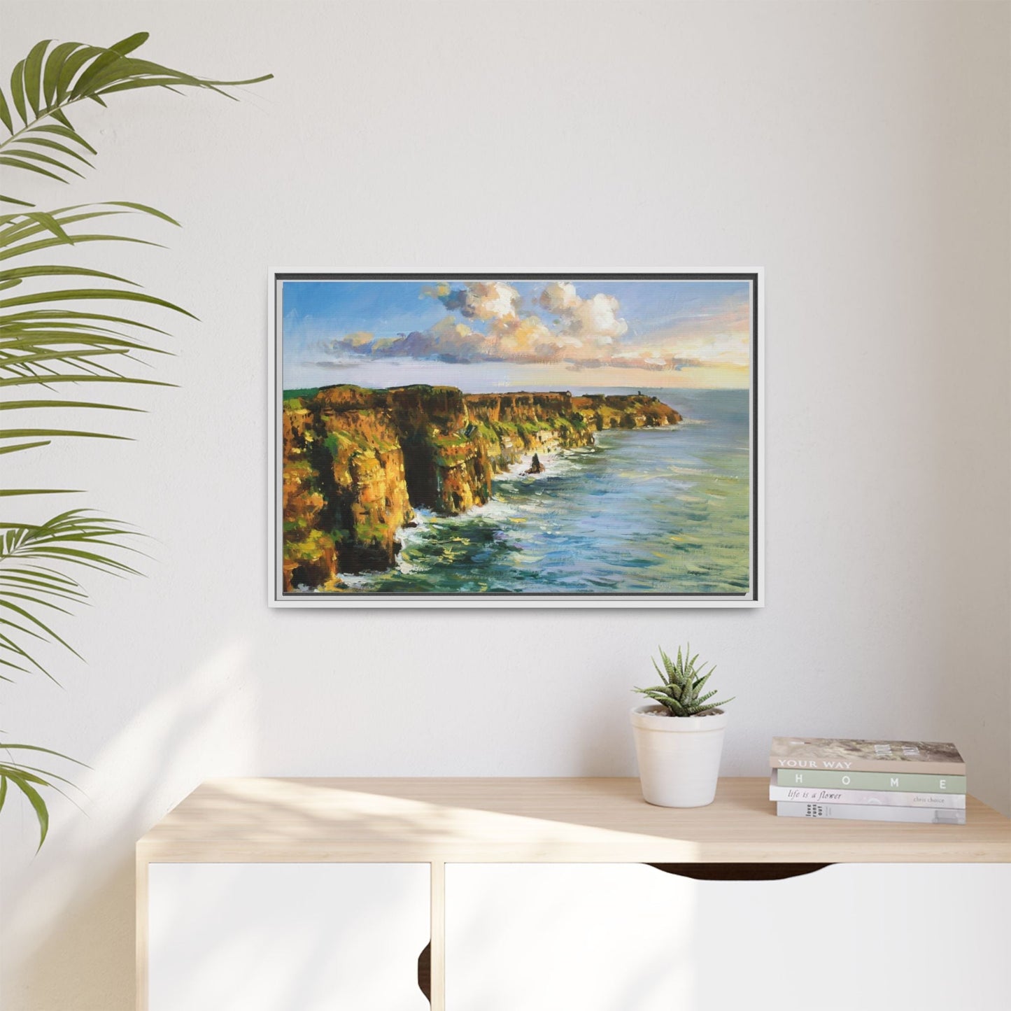 Cliffs of Moher wall art showcasing the dramatic Irish coastline, printed on high-quality canvas to bring natural beauty into your home décor.