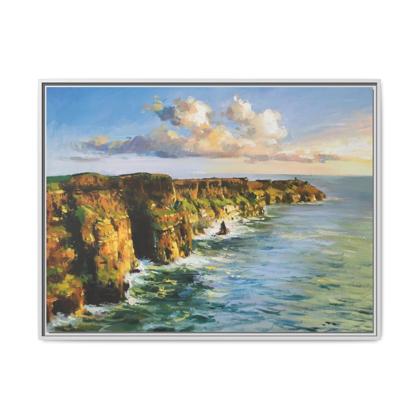 Cliffs of Moher wall art showcasing the dramatic Irish coastline, printed on high-quality canvas to bring natural beauty into your home décor.