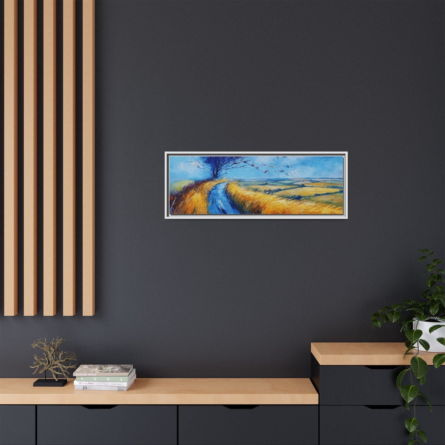 Autumn Leaves Scattering in Premium Pinewood Frame and Timeless Home Décor