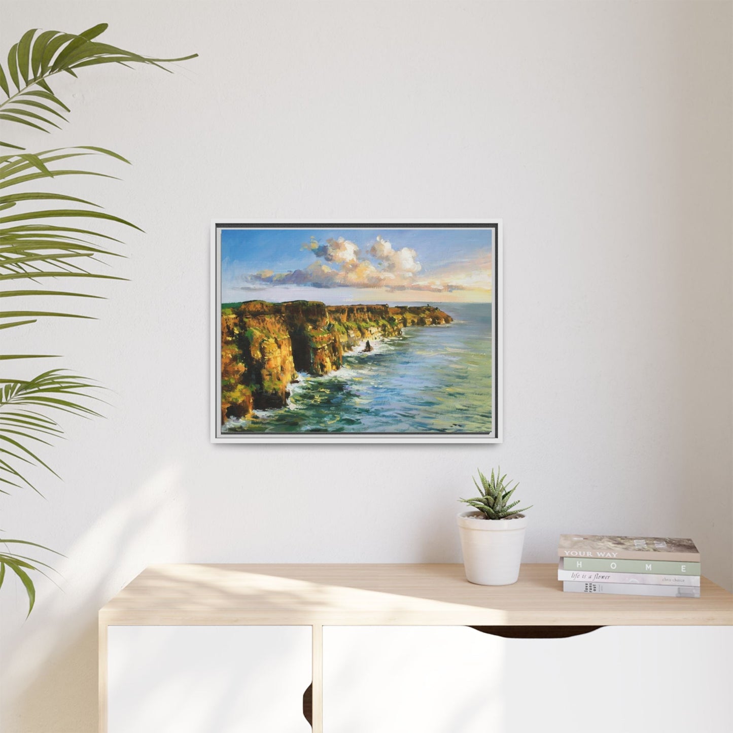 Cliffs of Moher wall art showcasing the dramatic Irish coastline, printed on high-quality canvas to bring natural beauty into your home décor.