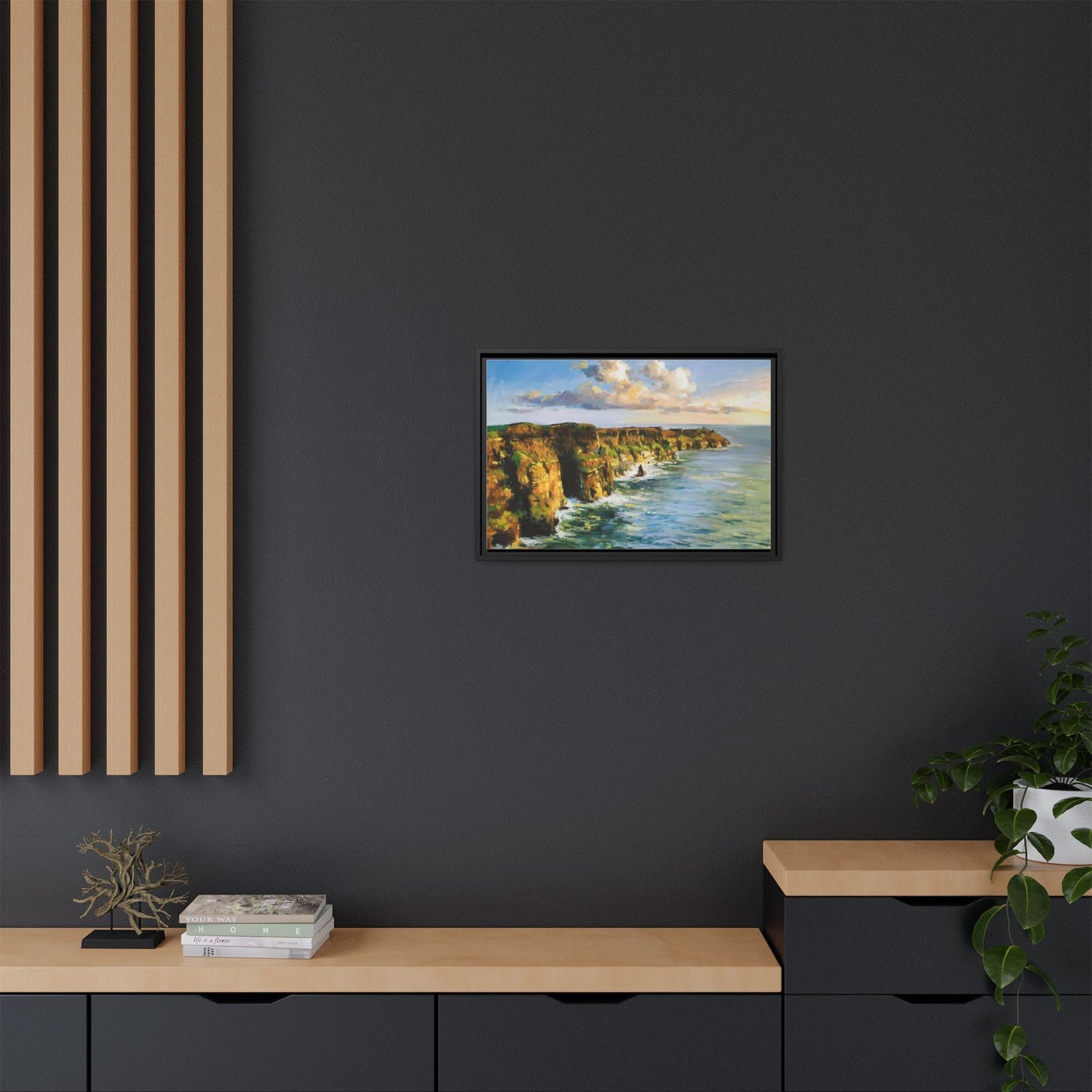 Cliffs of Moher wall art showcasing the dramatic Irish coastline, printed on high-quality canvas to bring natural beauty into your home décor.