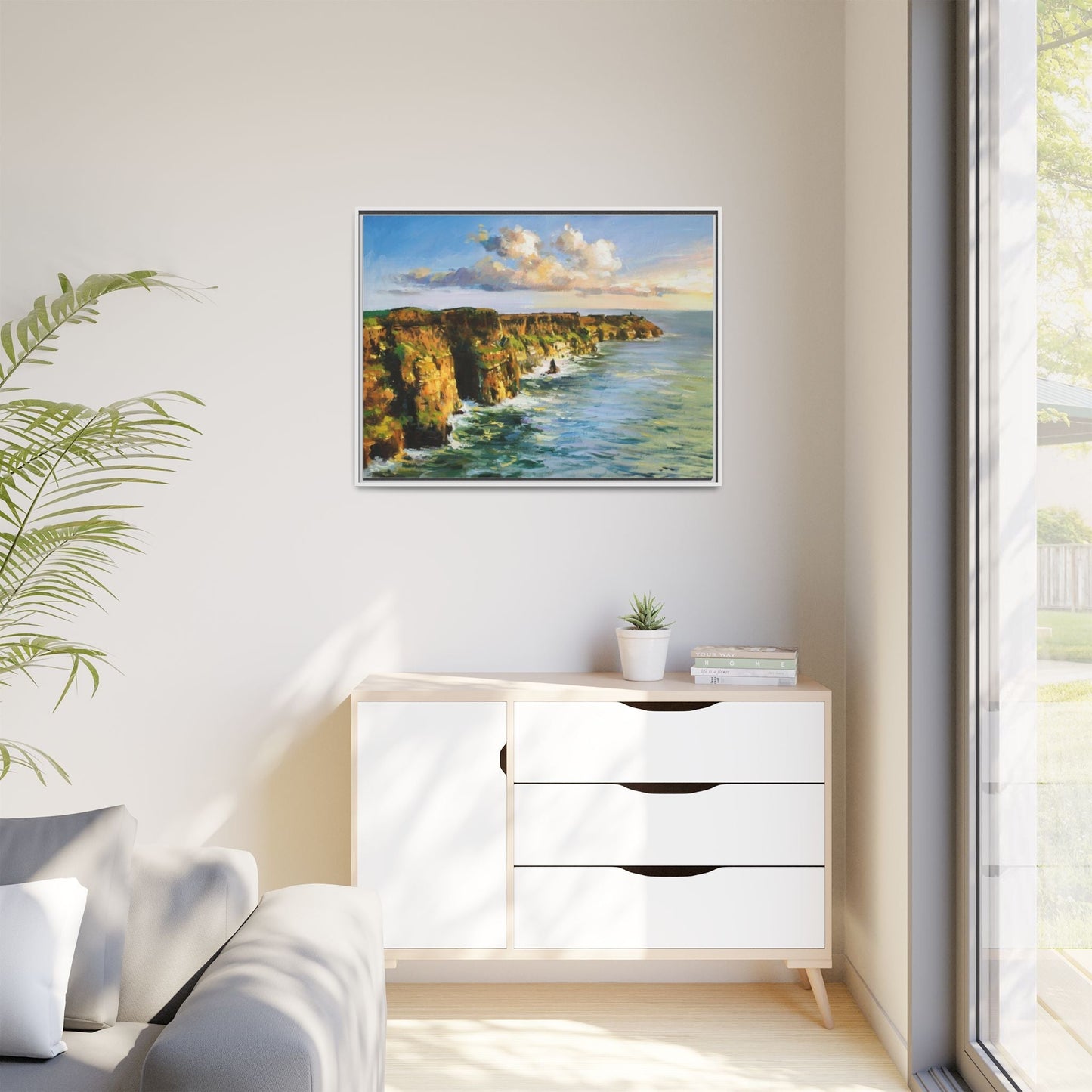 Cliffs of Moher wall art showcasing the dramatic Irish coastline, printed on high-quality canvas to bring natural beauty into your home décor.
