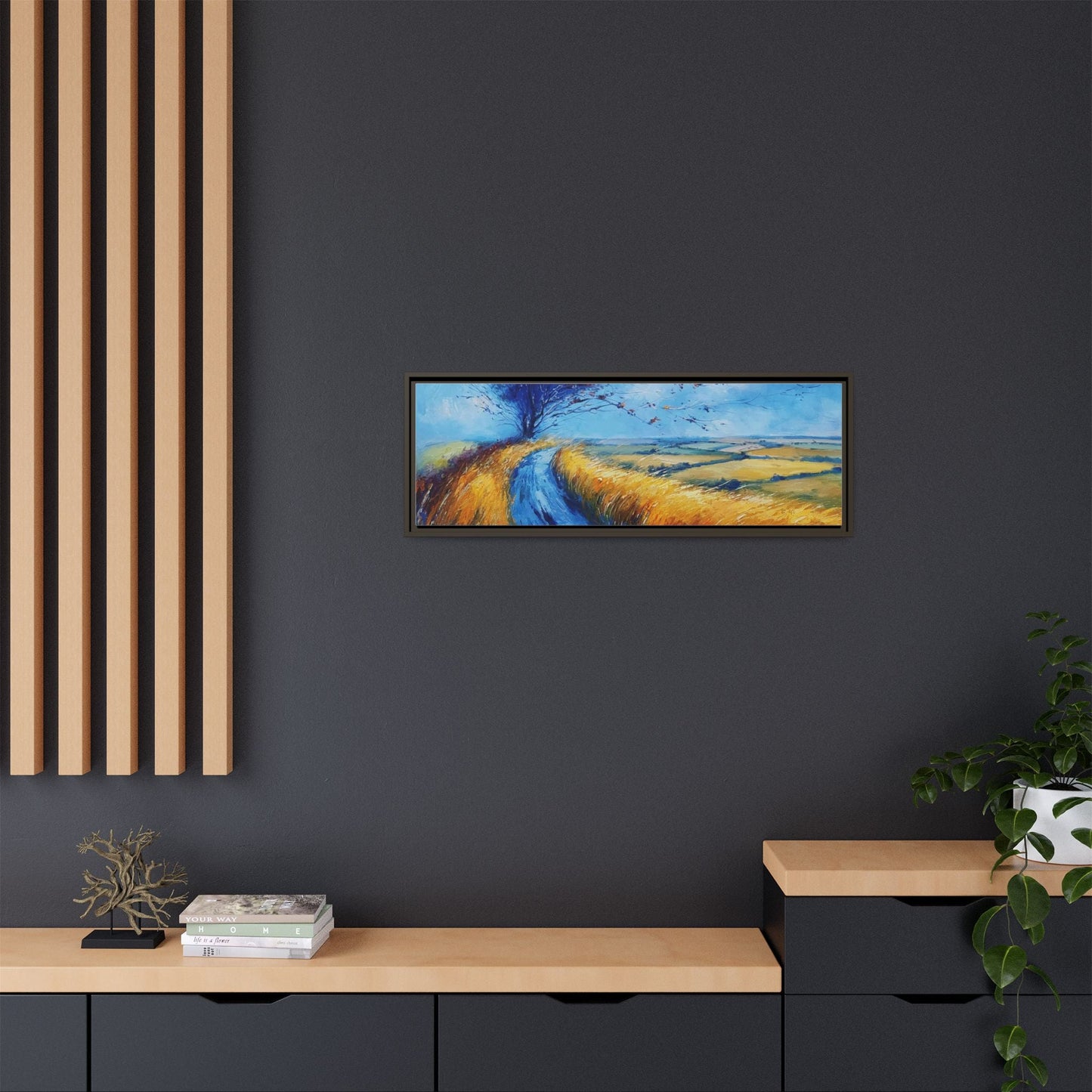 Autumn Leaves Scattering in Premium Pinewood Frame and Timeless Home Décor