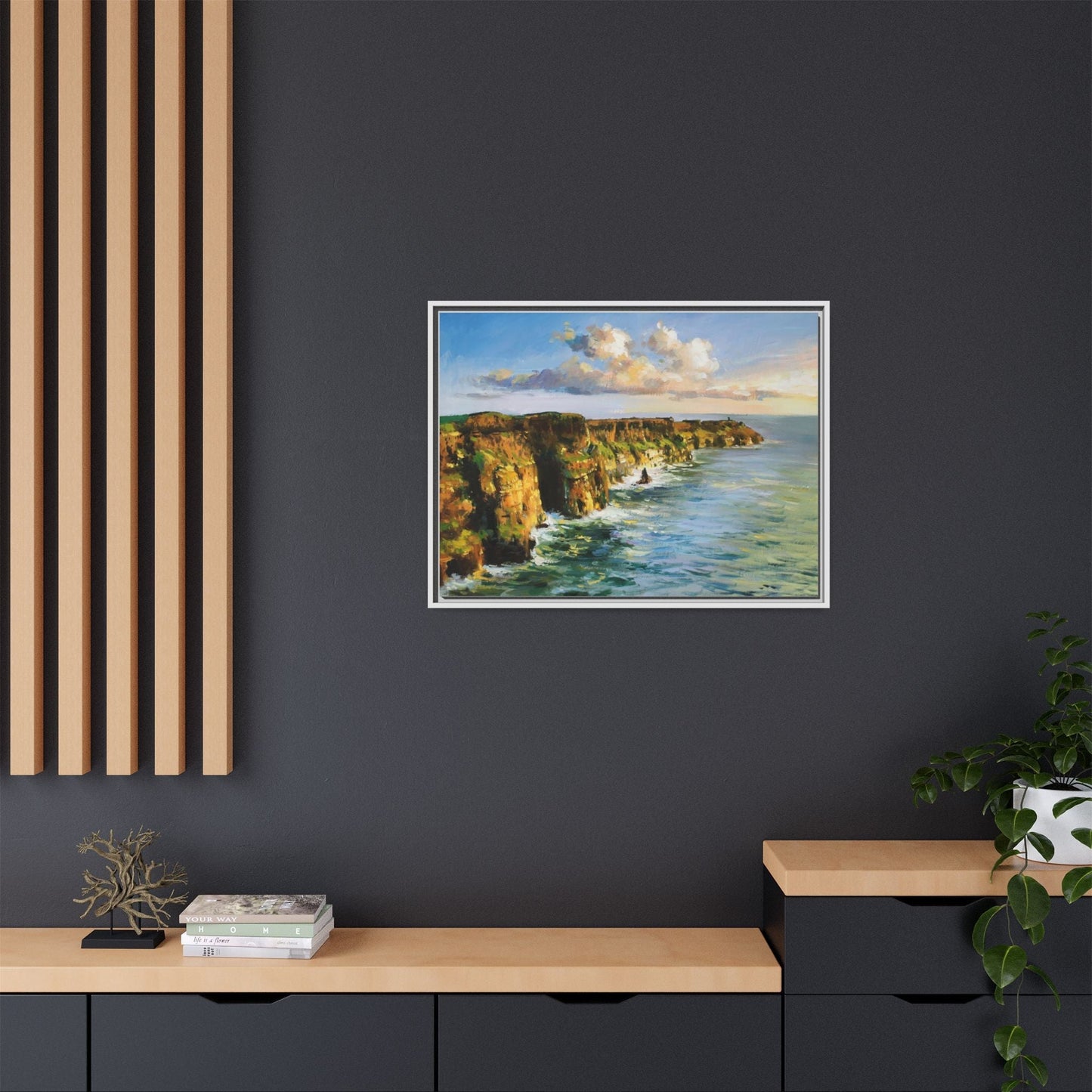 Cliffs of Moher wall art showcasing the dramatic Irish coastline, printed on high-quality canvas to bring natural beauty into your home décor.