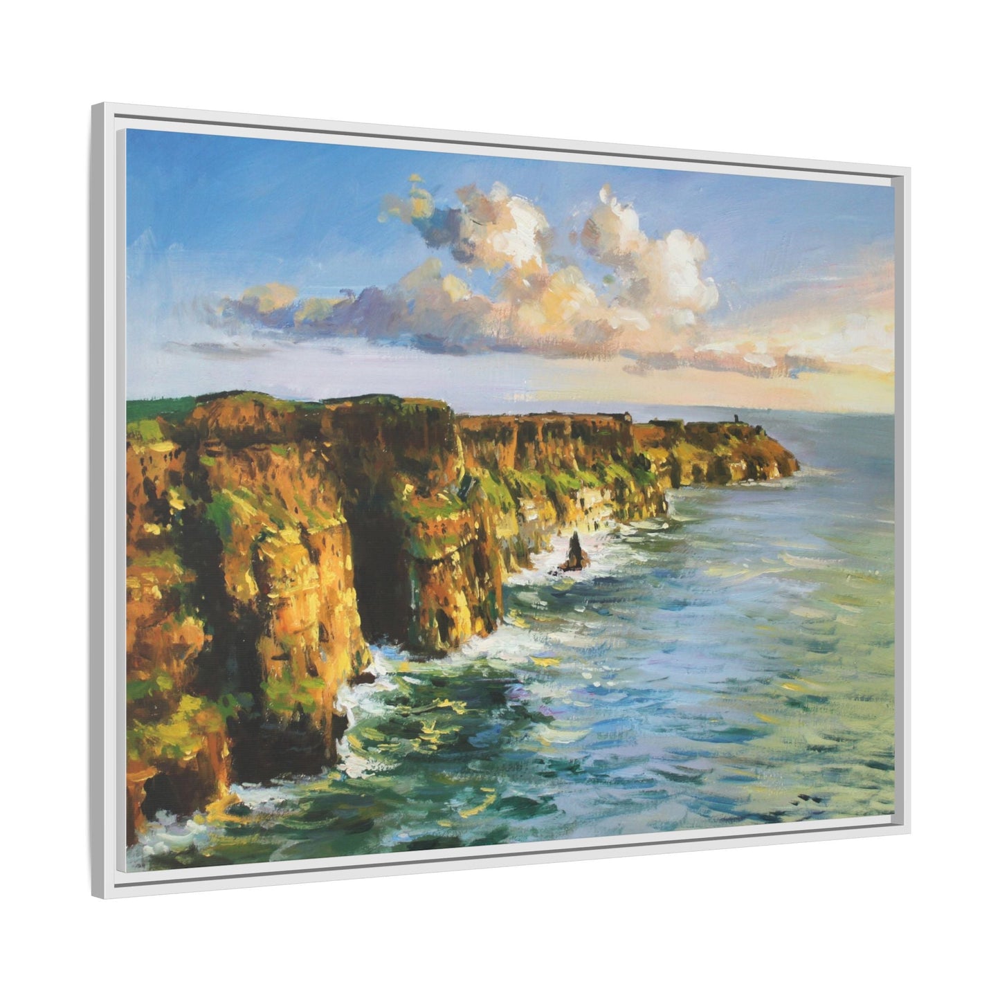 Cliffs of Moher wall art showcasing the dramatic Irish coastline, printed on high-quality canvas to bring natural beauty into your home décor.