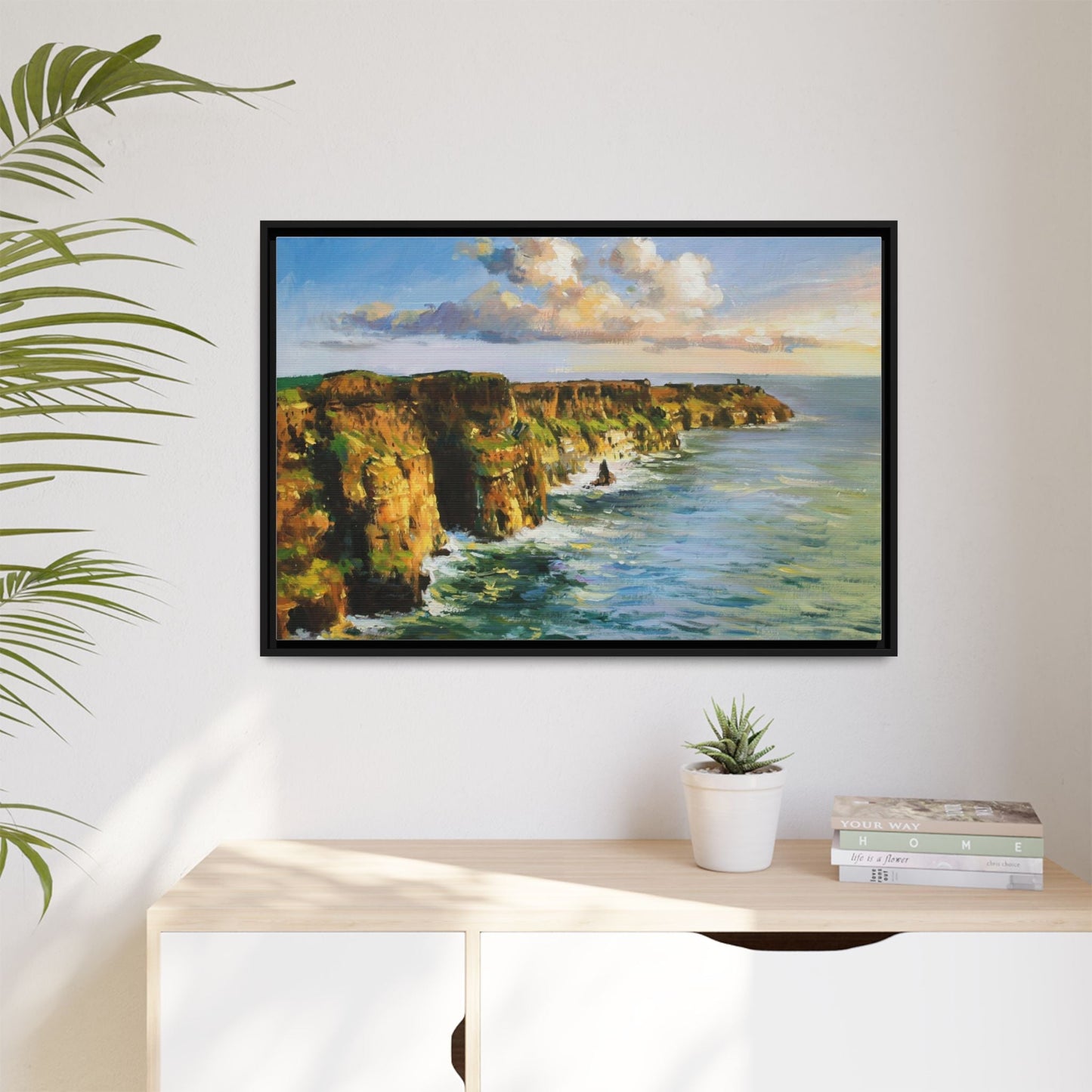 Cliffs of Moher wall art showcasing the dramatic Irish coastline, printed on high-quality canvas to bring natural beauty into your home décor.