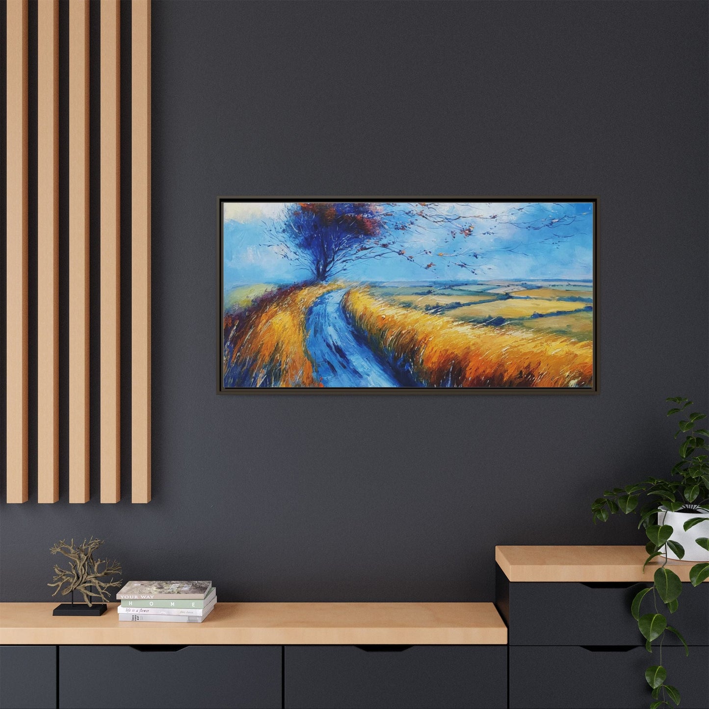 Autumn Leaves Scattering in Premium Pinewood Frame and Timeless Home Décor