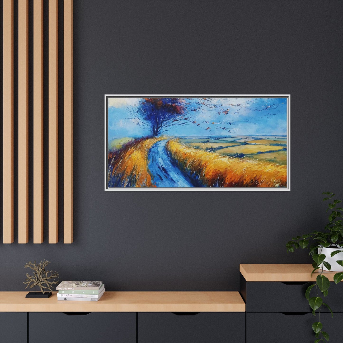 Autumn Leaves Scattering in Premium Pinewood Frame and Timeless Home Décor