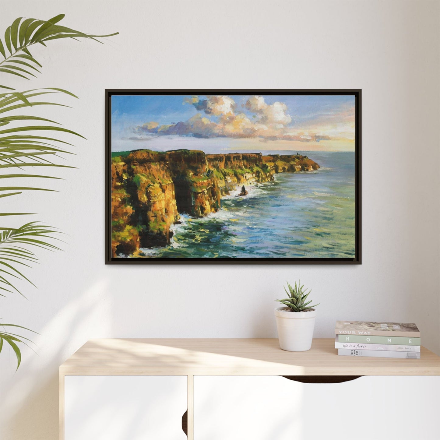Cliffs of Moher wall art showcasing the dramatic Irish coastline, printed on high-quality canvas to bring natural beauty into your home décor.