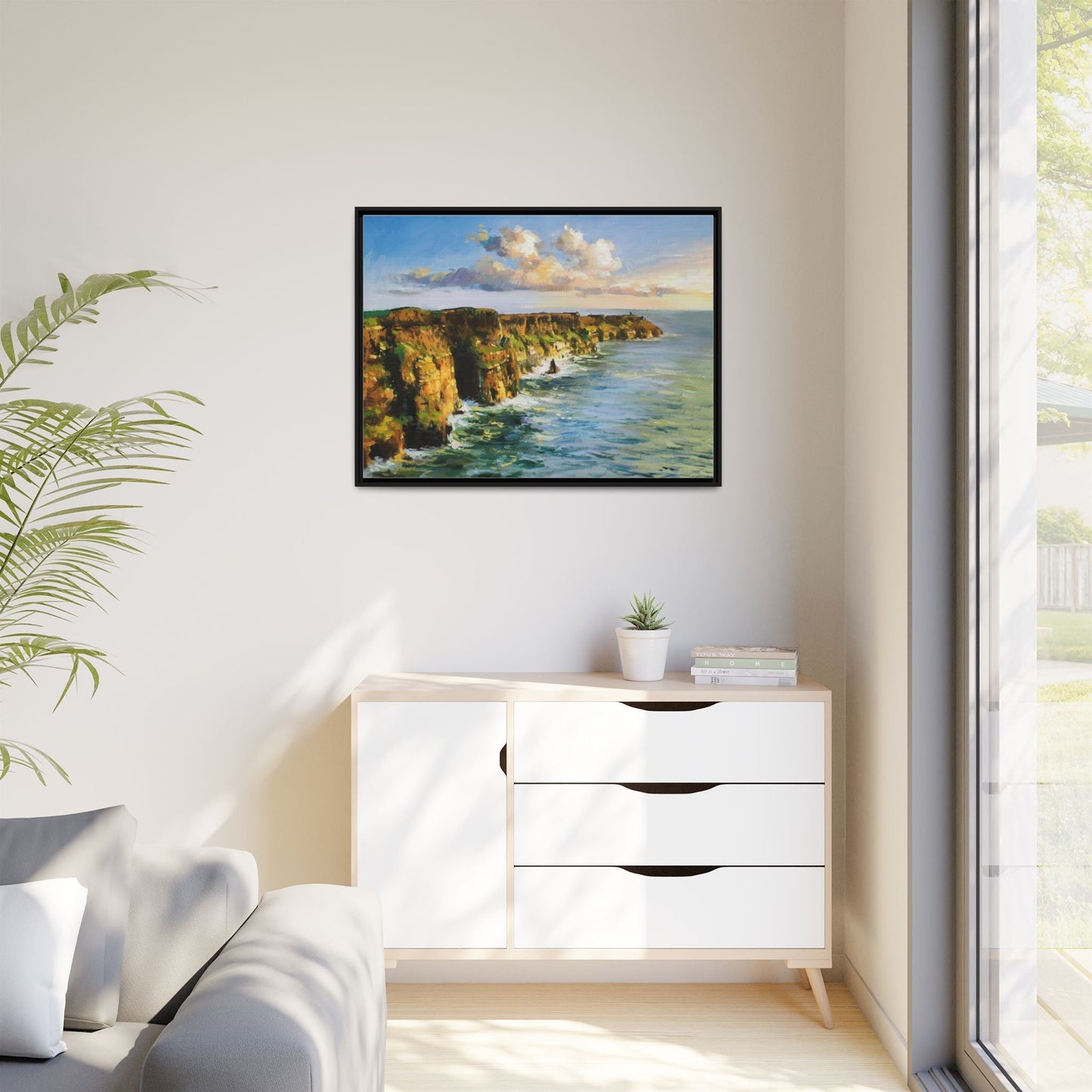 Cliffs of Moher wall art showcasing the dramatic Irish coastline, printed on high-quality canvas to bring natural beauty into your home décor.