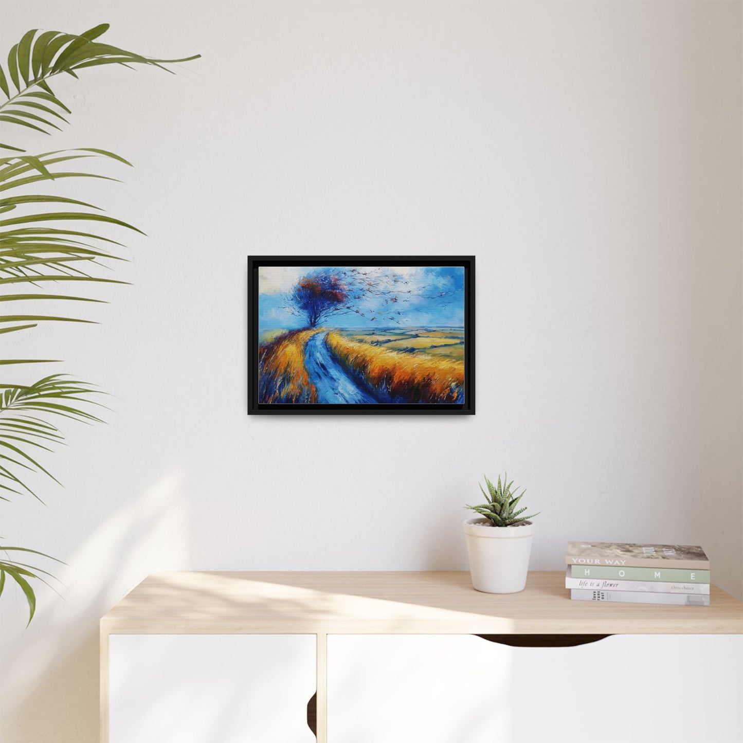 Autumn Leaves Scattering in Premium Pinewood Frame and Timeless Home Décor