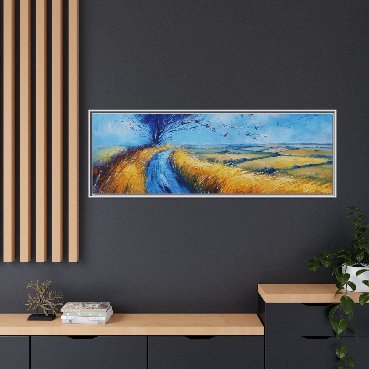 Autumn Leaves Scattering in Premium Pinewood Frame and Timeless Home Décor