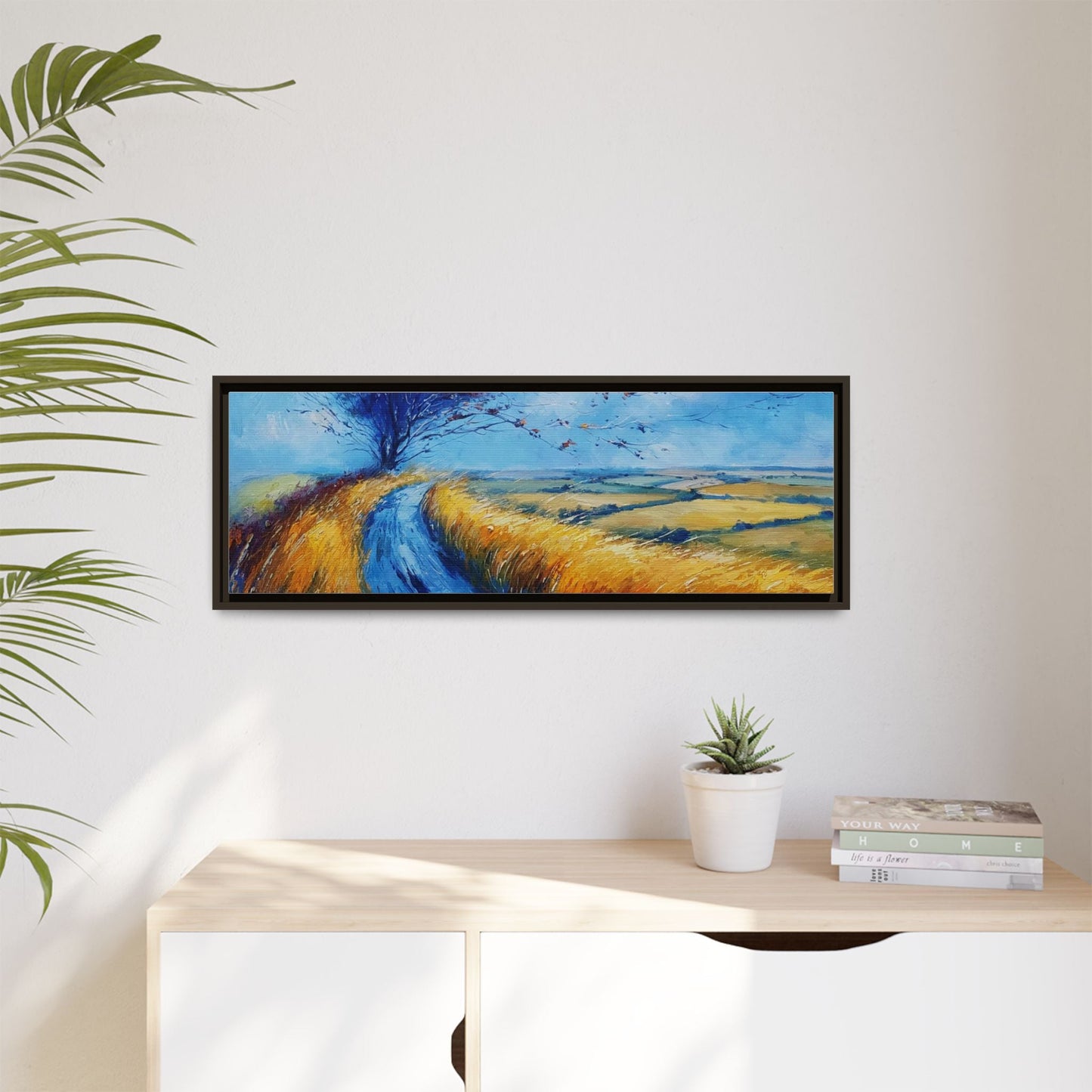 Autumn Leaves Scattering in Premium Pinewood Frame and Timeless Home Décor