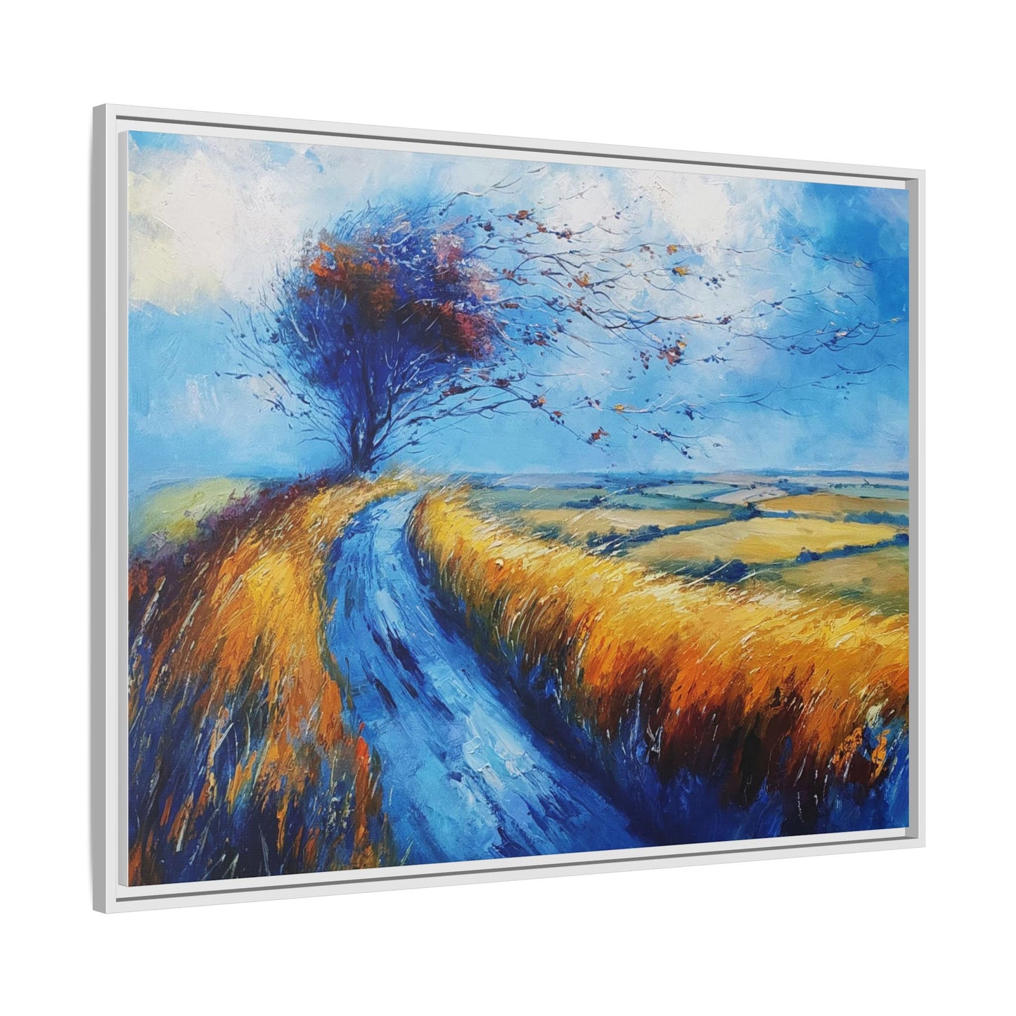Autumn Leaves Scattering in Premium Pinewood Frame and Timeless Home Décor